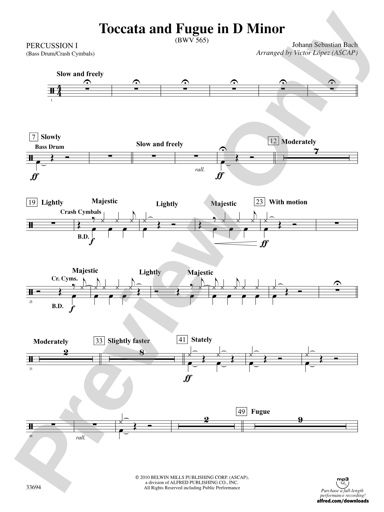Toccata and Fugue in D Minor: 1st Percussion