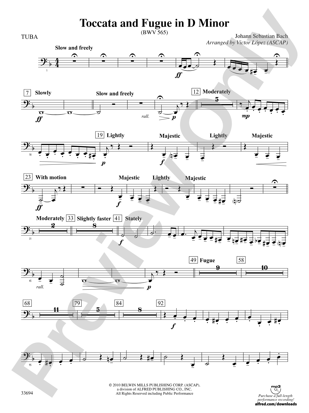 Toccata and Fugue in D Minor: Tuba