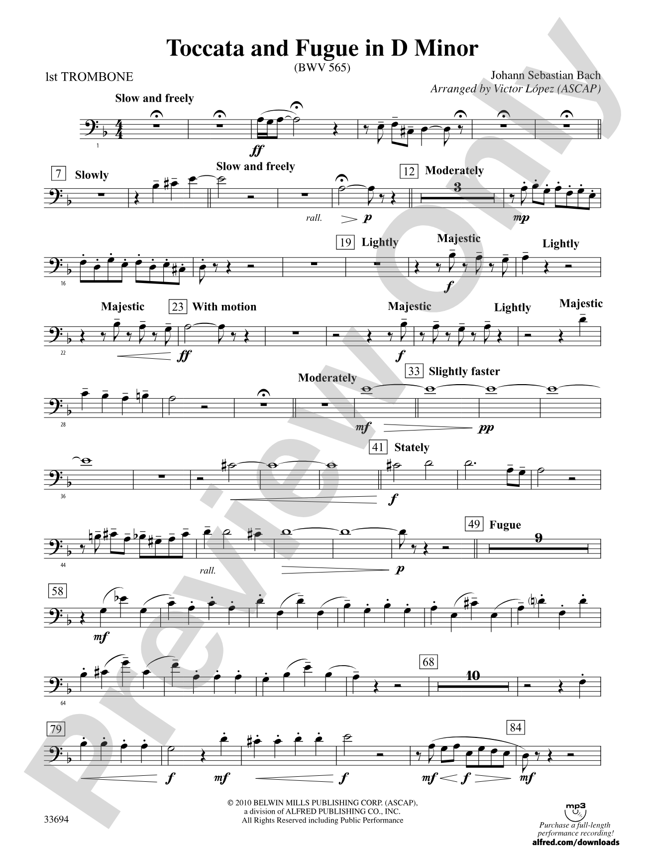 Toccata and Fugue in D Minor: 1st Trombone