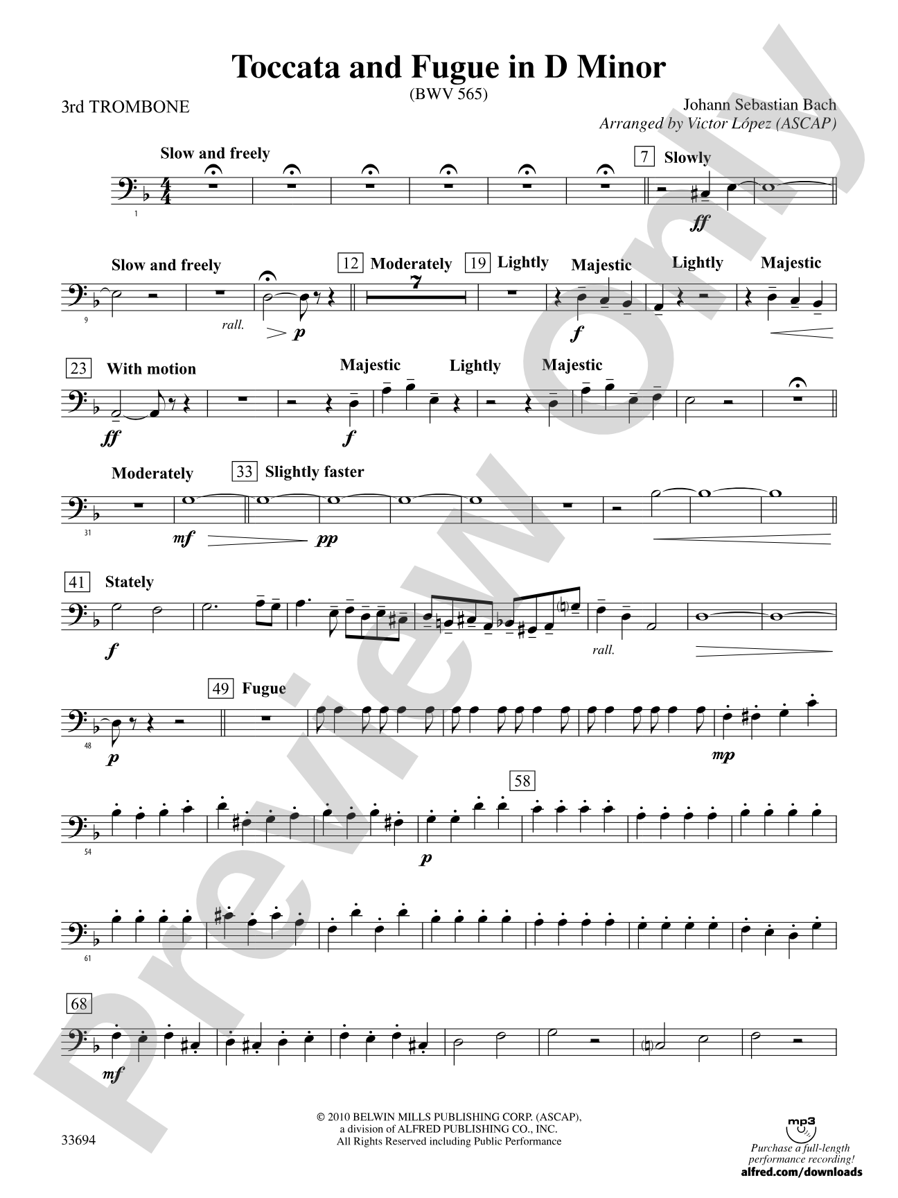 Toccata and Fugue in D Minor: 3rd Trombone