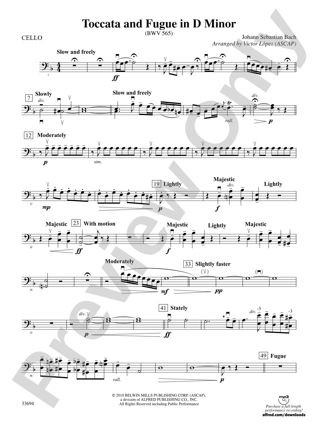Toccata and Fugue in D Minor: Cello