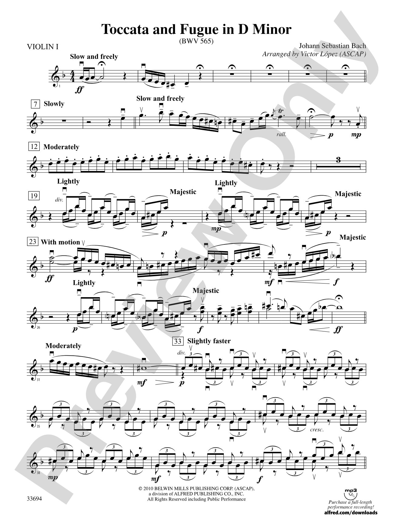 Toccata and Fugue in D Minor: 1st Violin