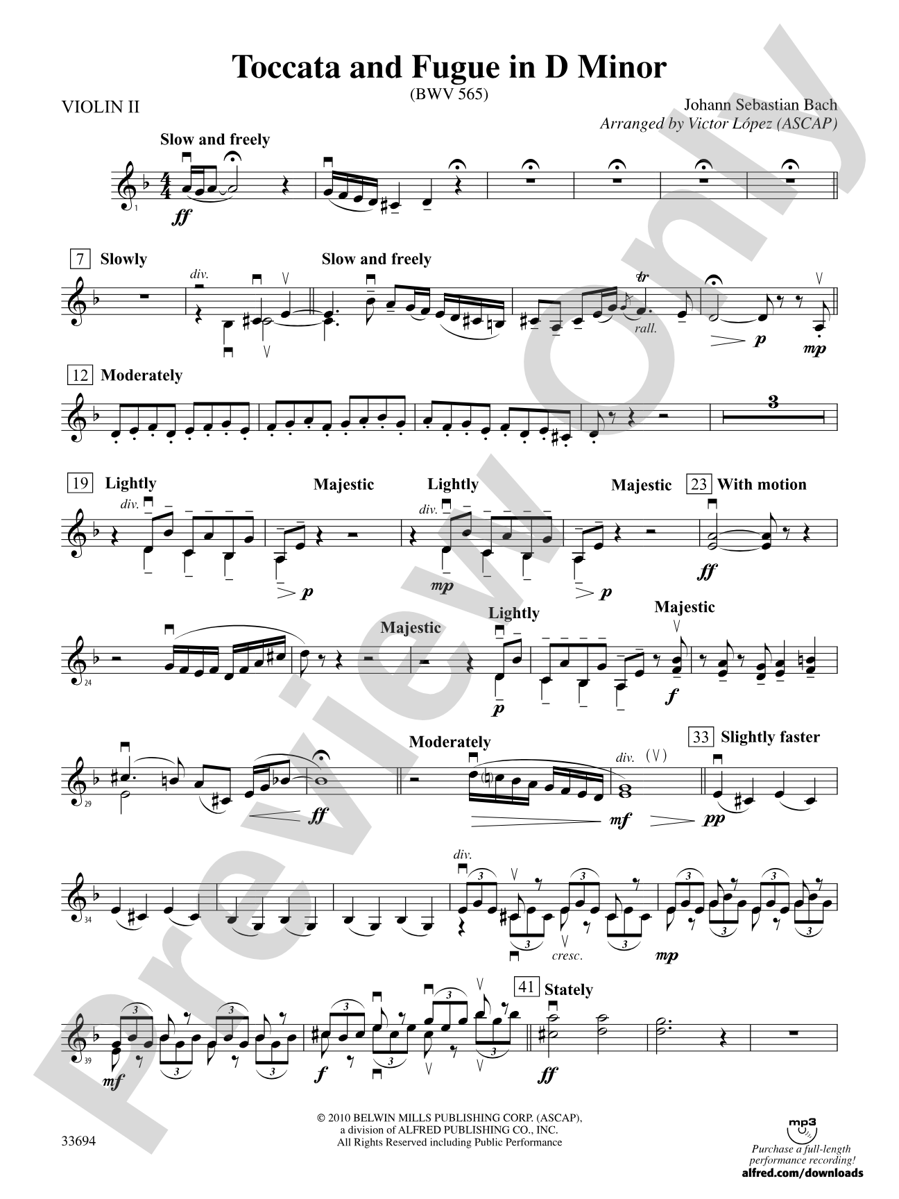 Toccata and Fugue in D Minor: 2nd Violin