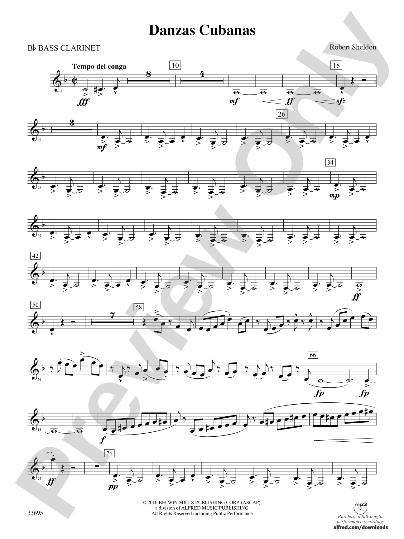 Danzas Cubanas: B-flat Bass Clarinet