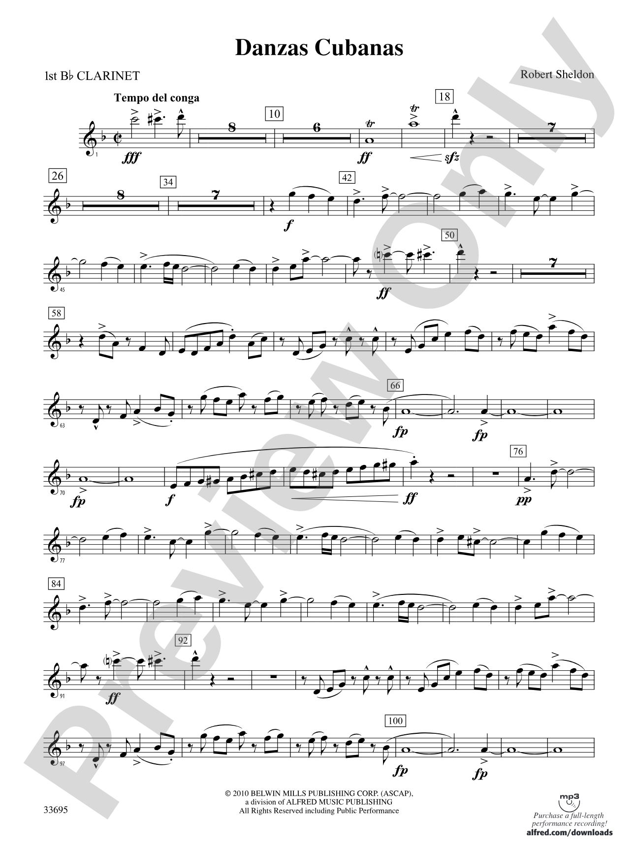 Danzas Cubanas: 1st B-flat Clarinet