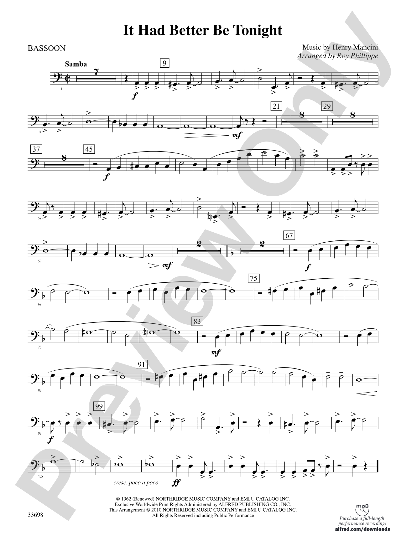 It Had Better Be Tonight (from The Pink Panther): Bassoon