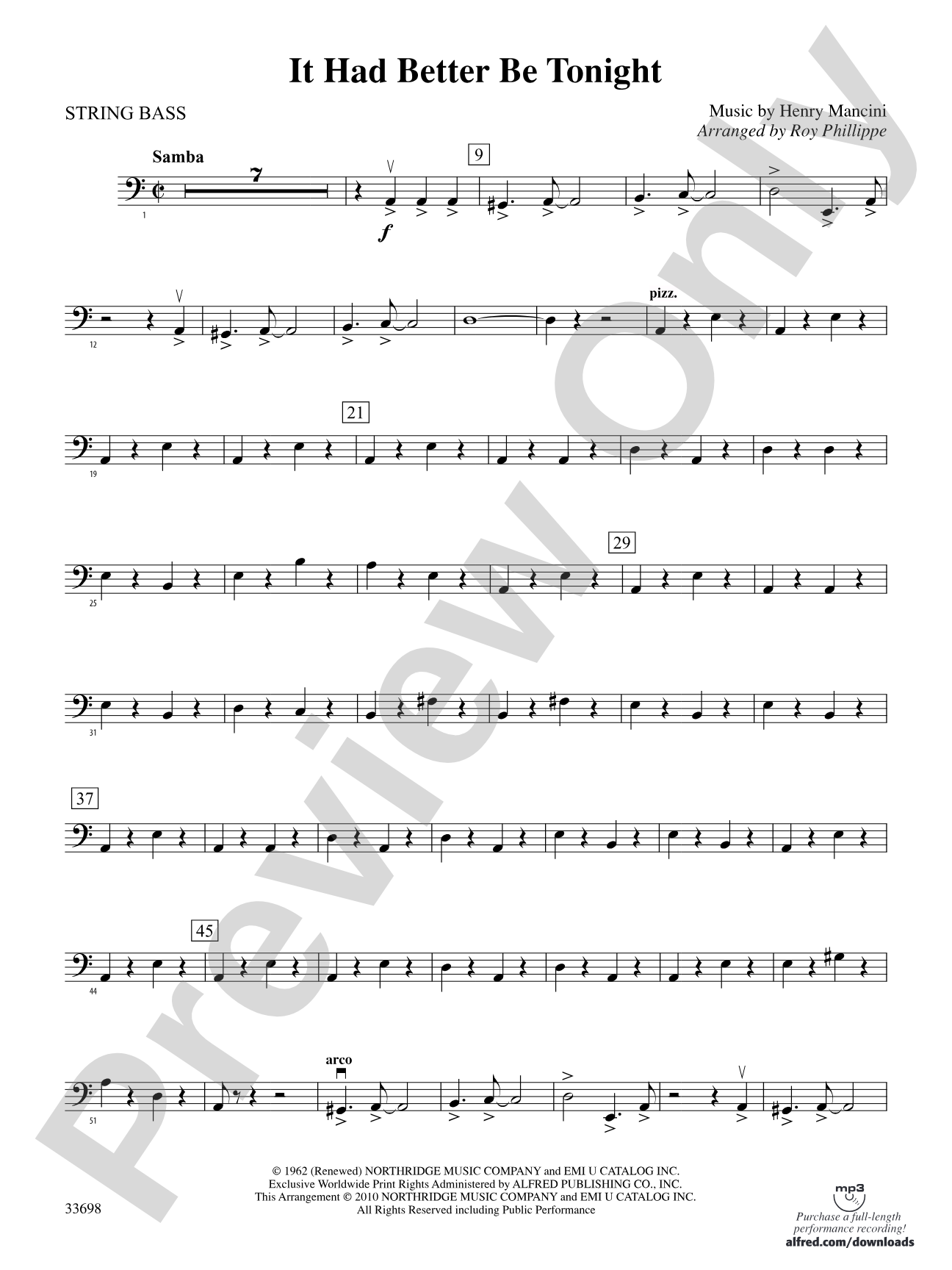 It Had Better Be Tonight (from The Pink Panther): String Bass