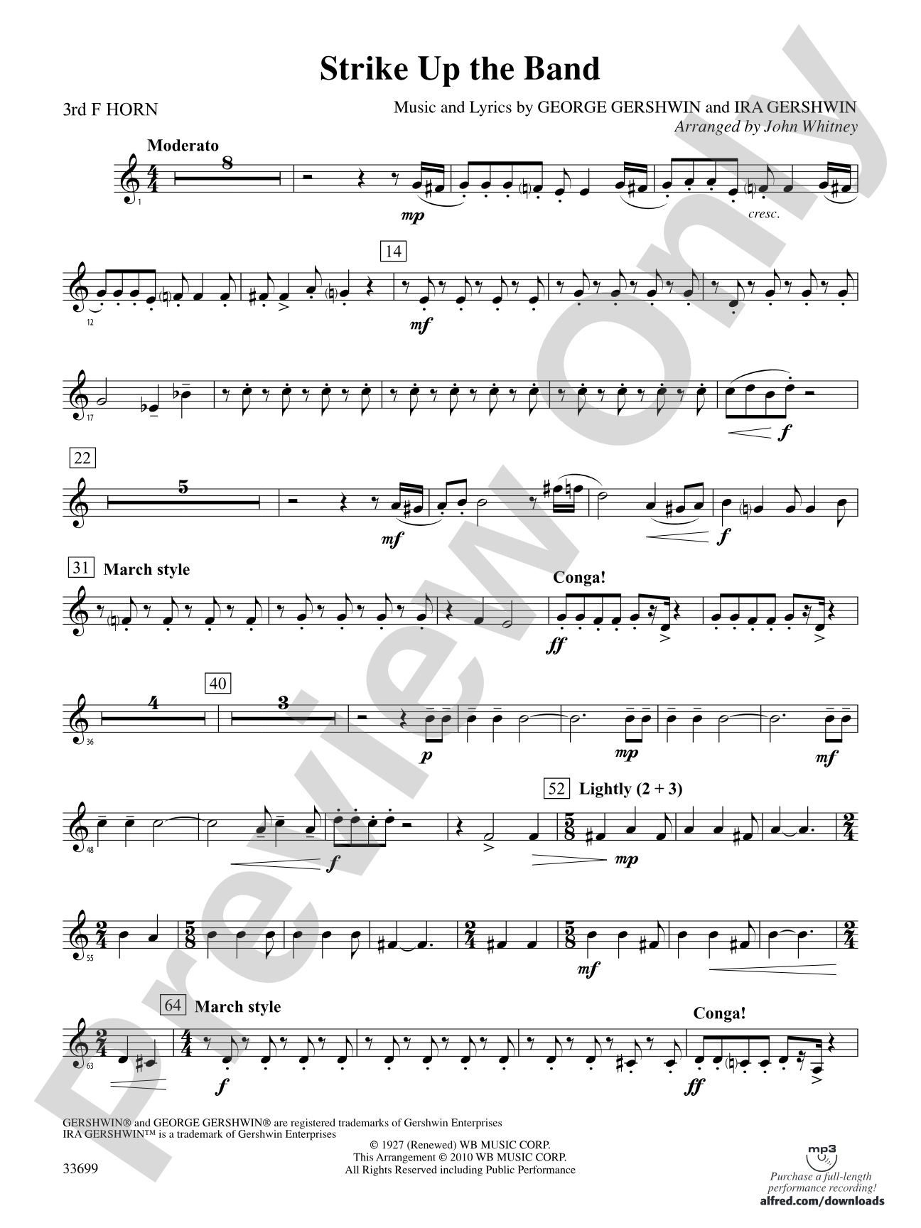 Strike Up the Band: 3rd F Horn