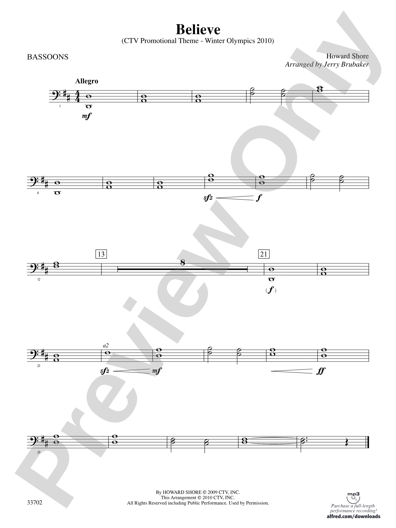 Believe (Winter Olympics 2010): Bassoon