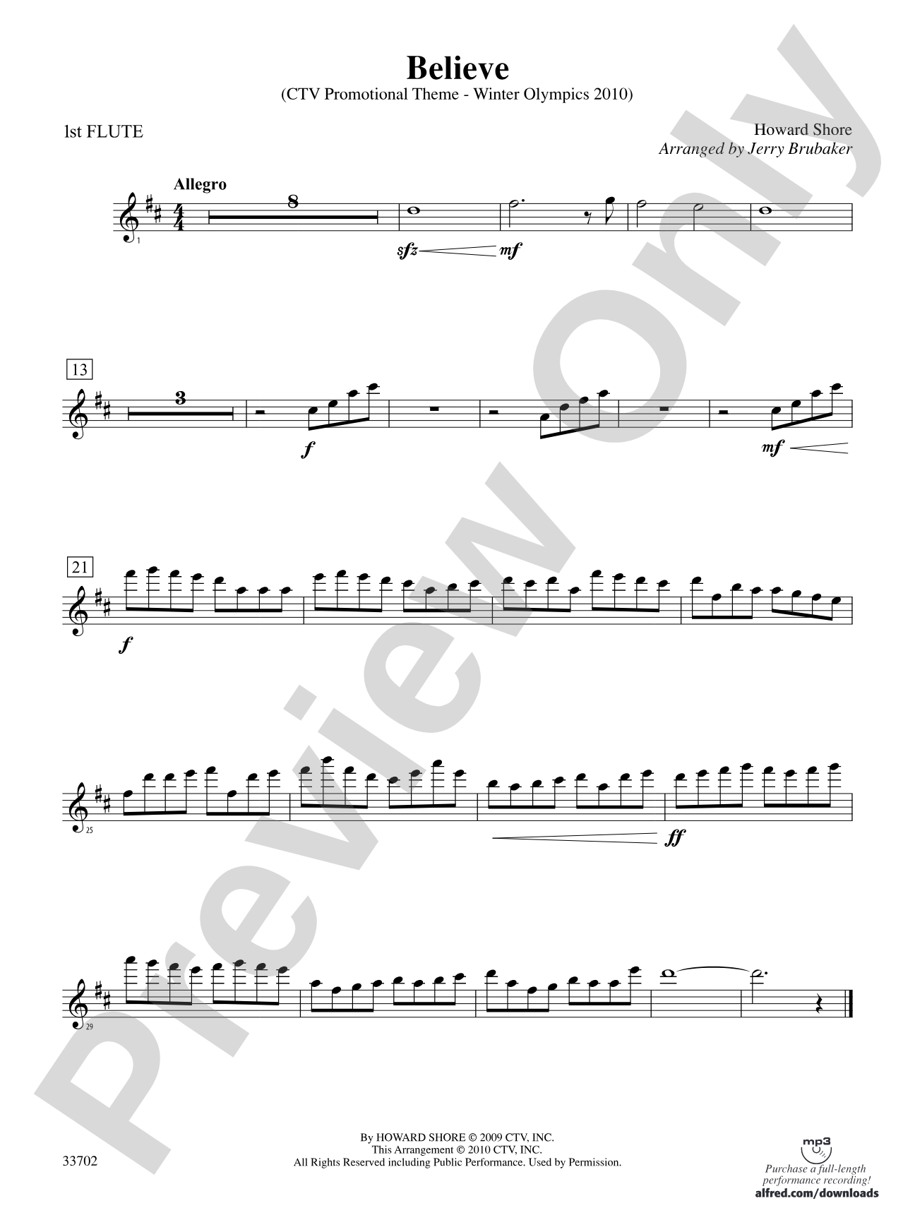 Believe (Winter Olympics 2010): Flute