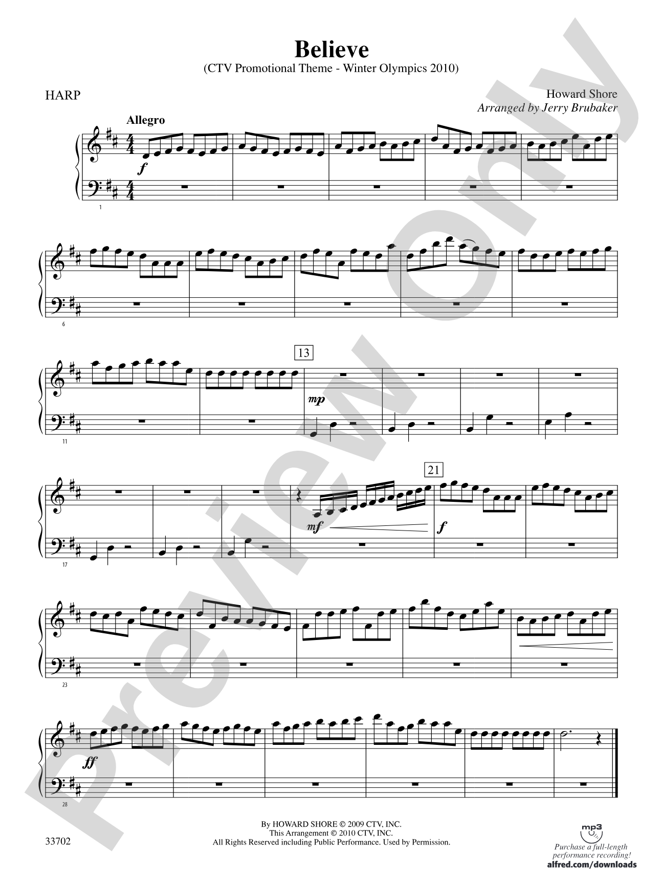 Believe (Winter Olympics 2010): Harp