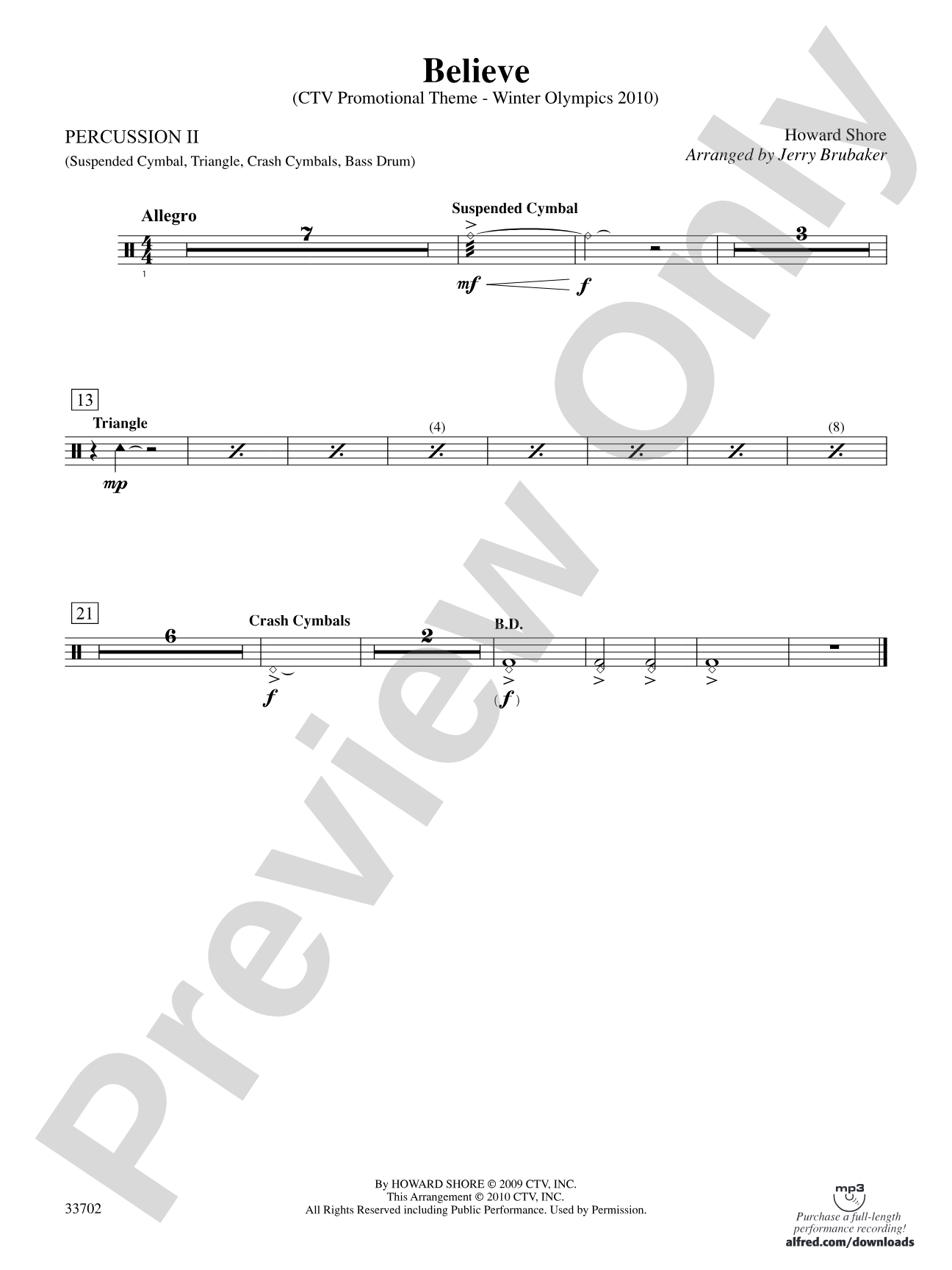 Believe (Winter Olympics 2010): 2nd Percussion