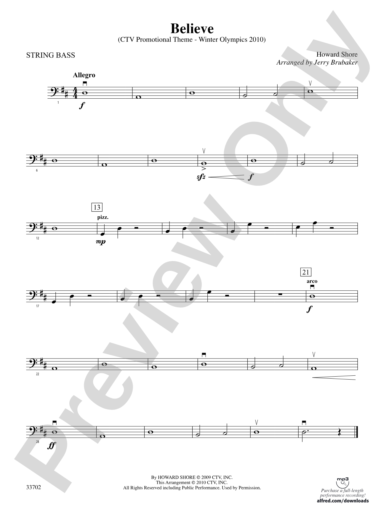 Believe (Winter Olympics 2010): String Bass