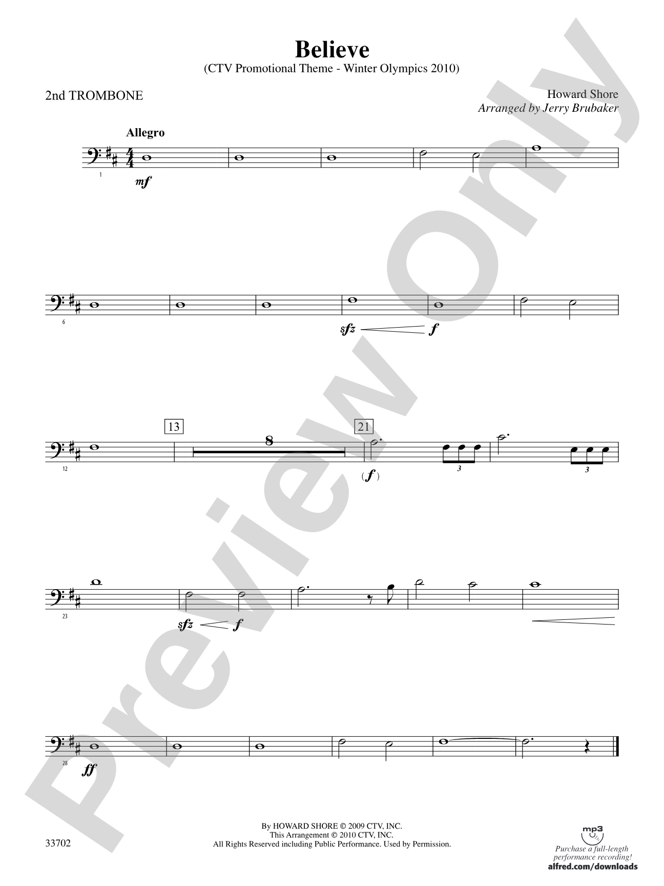 Believe (Winter Olympics 2010): 2nd Trombone