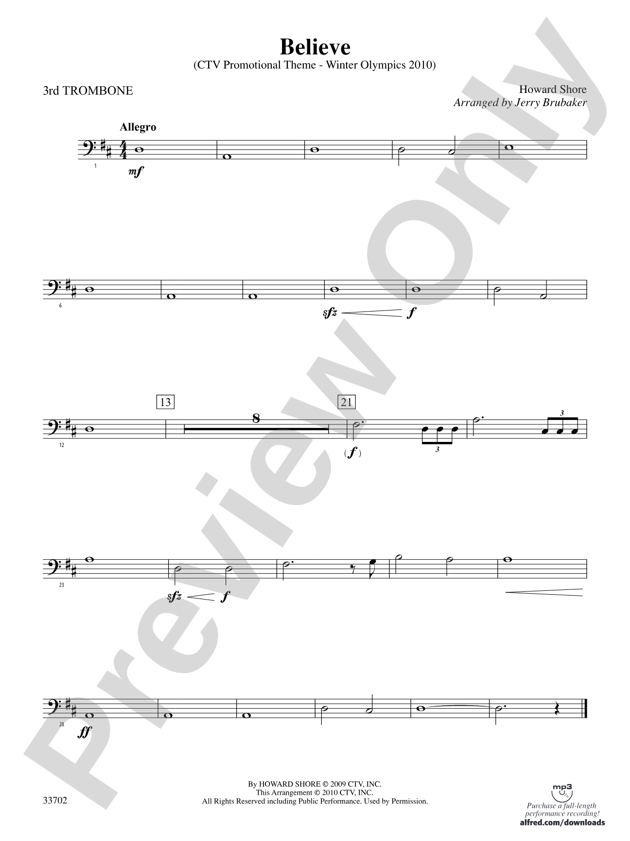 Believe (Winter Olympics 2010): 3rd Trombone