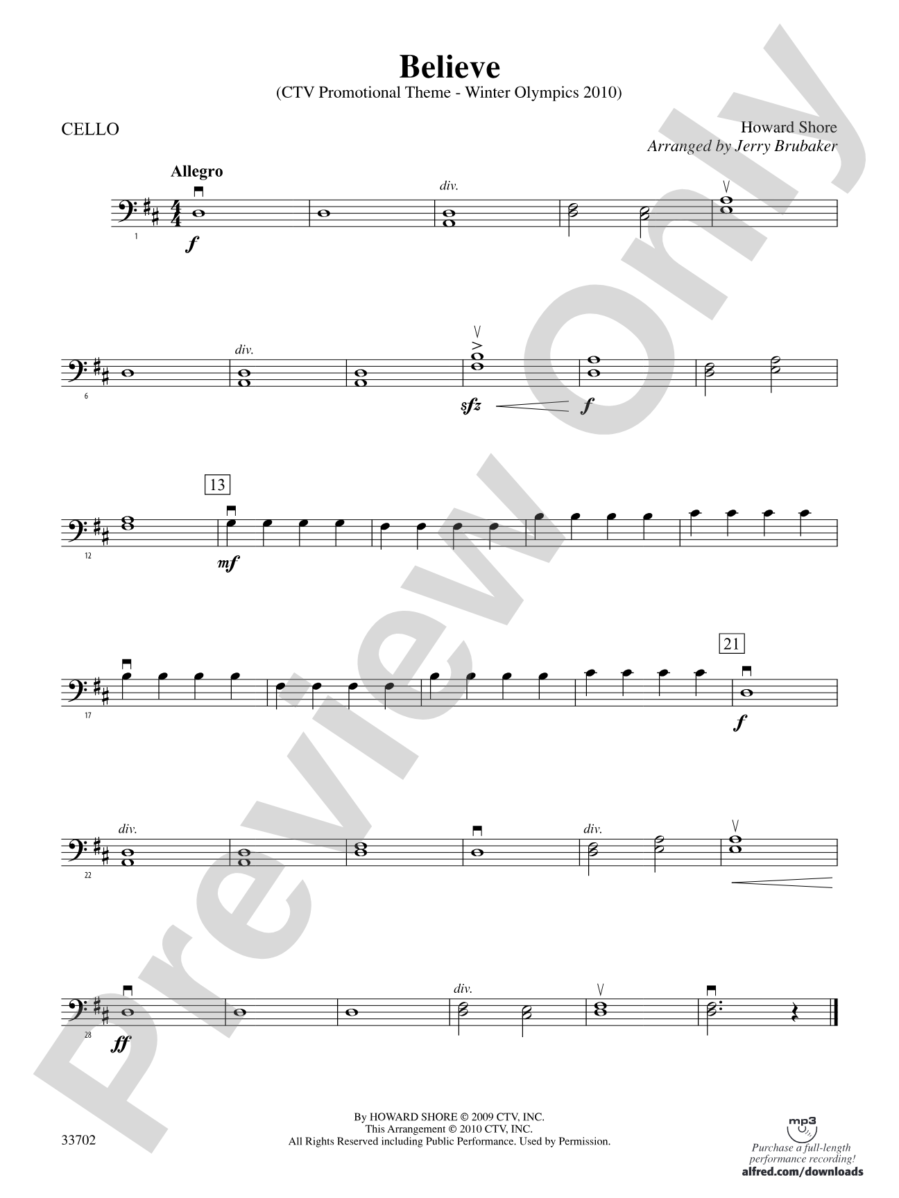 Believe (Winter Olympics 2010): Cello