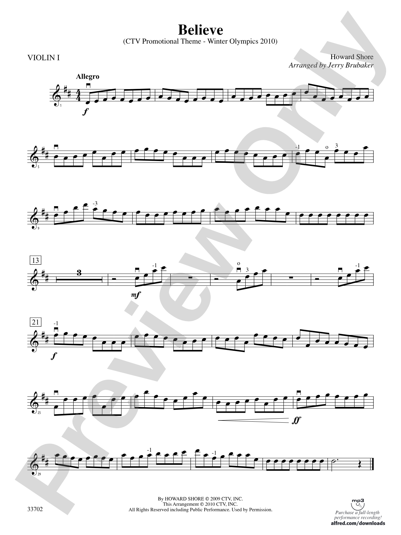 Believe (Winter Olympics 2010): 1st Violin