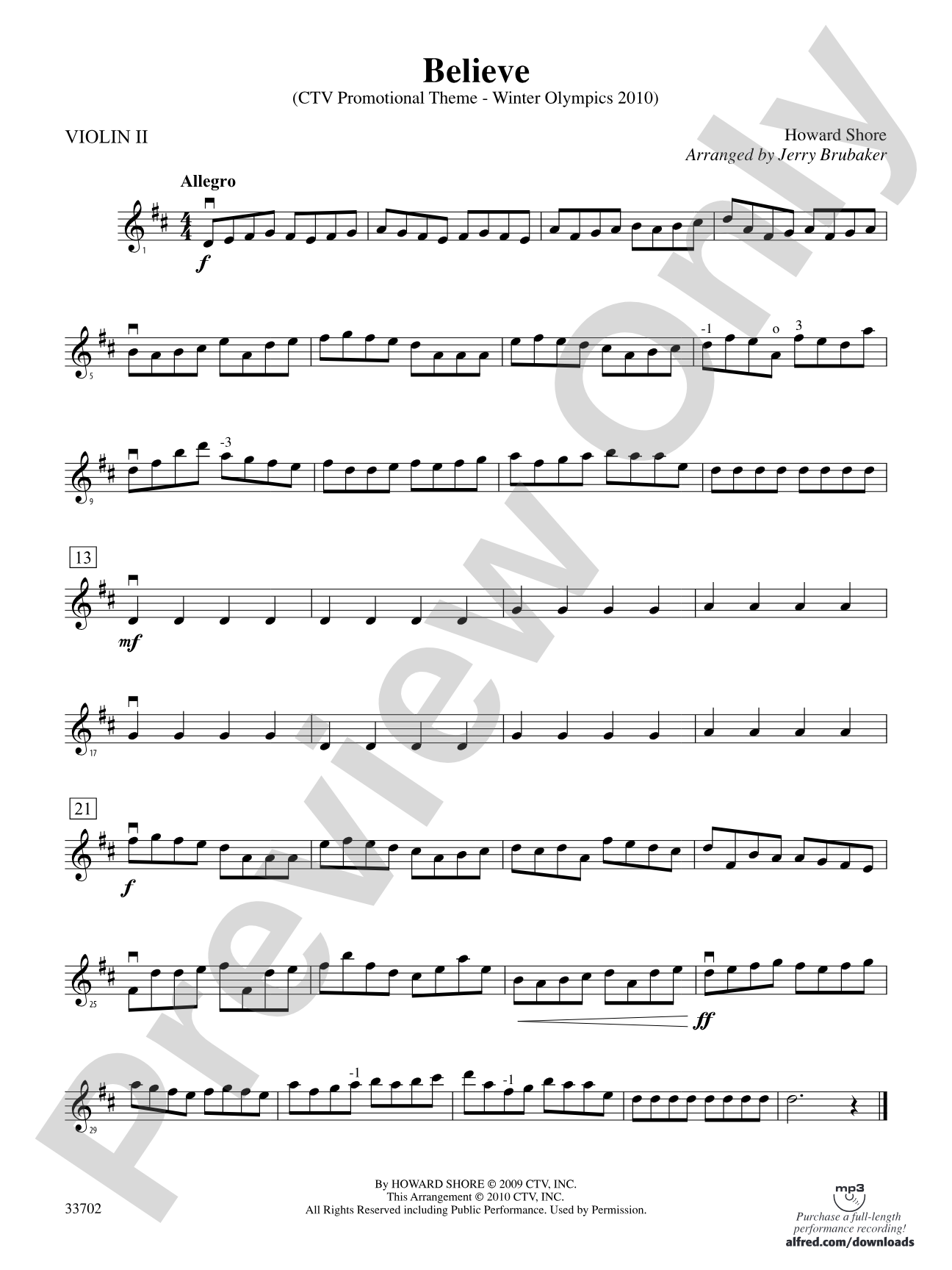 Believe (Winter Olympics 2010): 2nd Violin