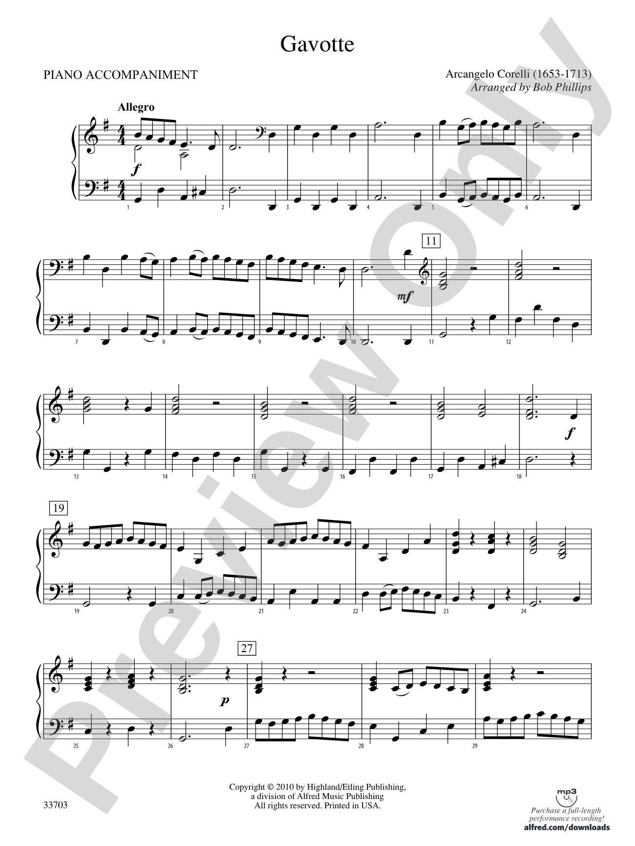Gavotte: Piano Accompaniment