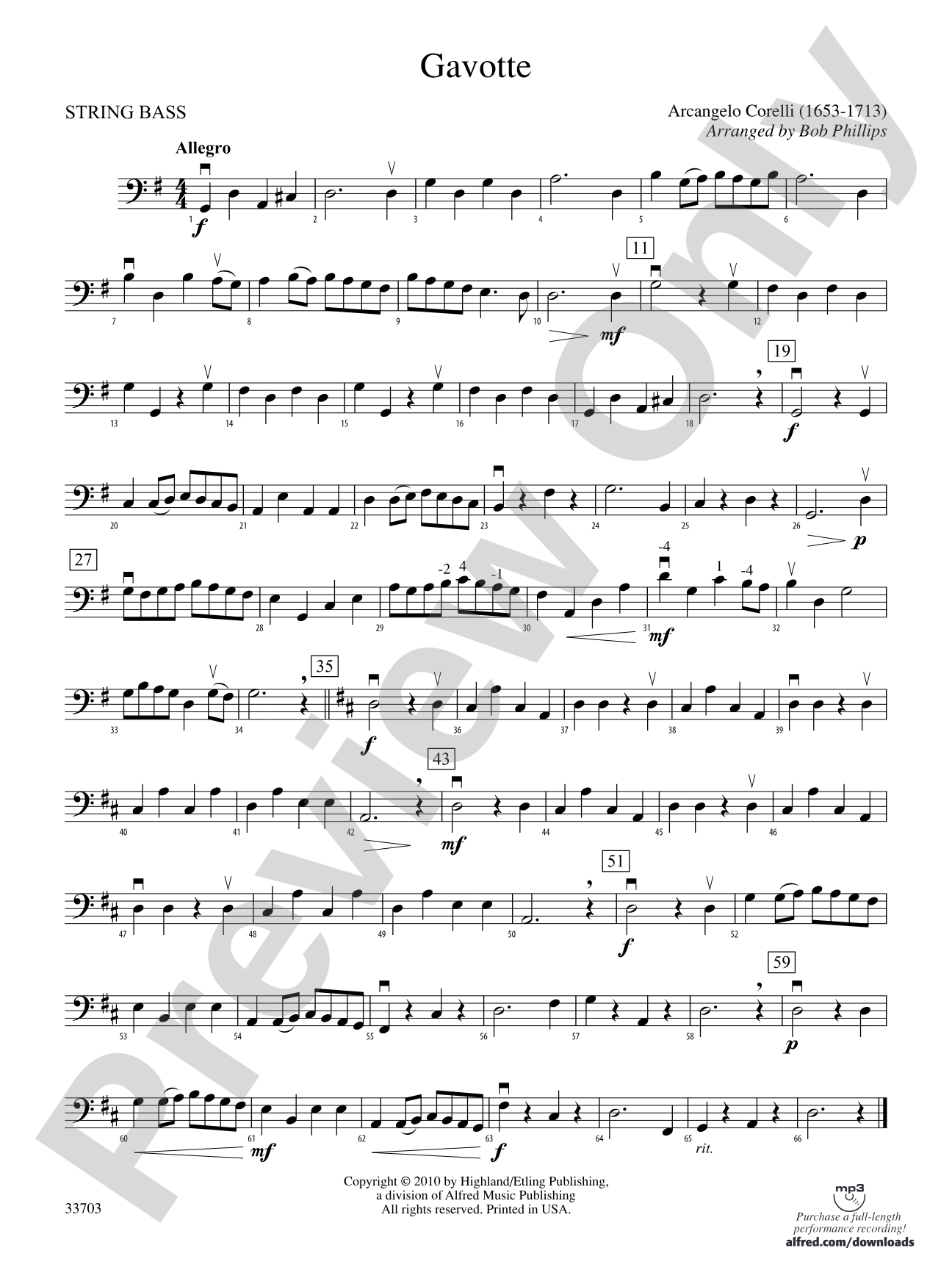 Gavotte: String Bass