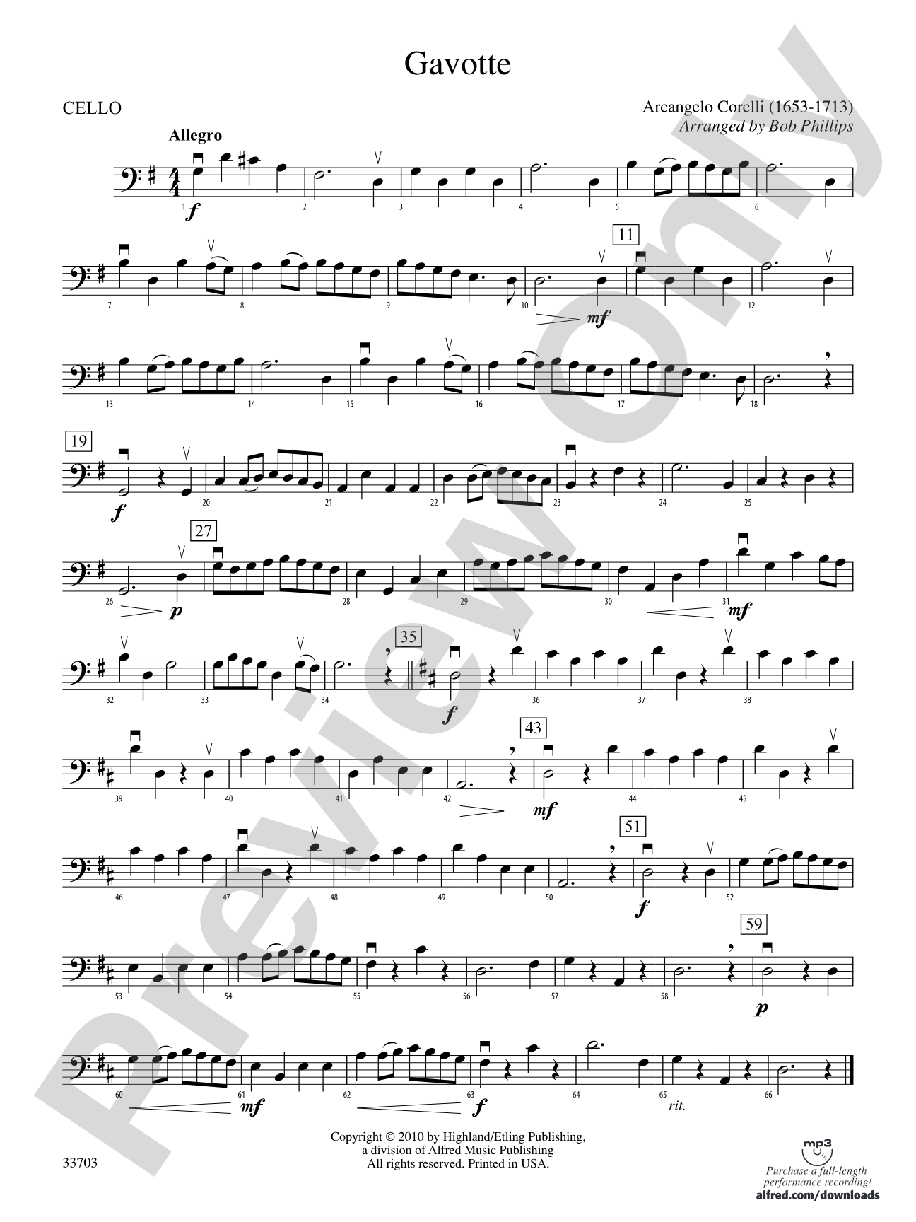 Gavotte: Cello