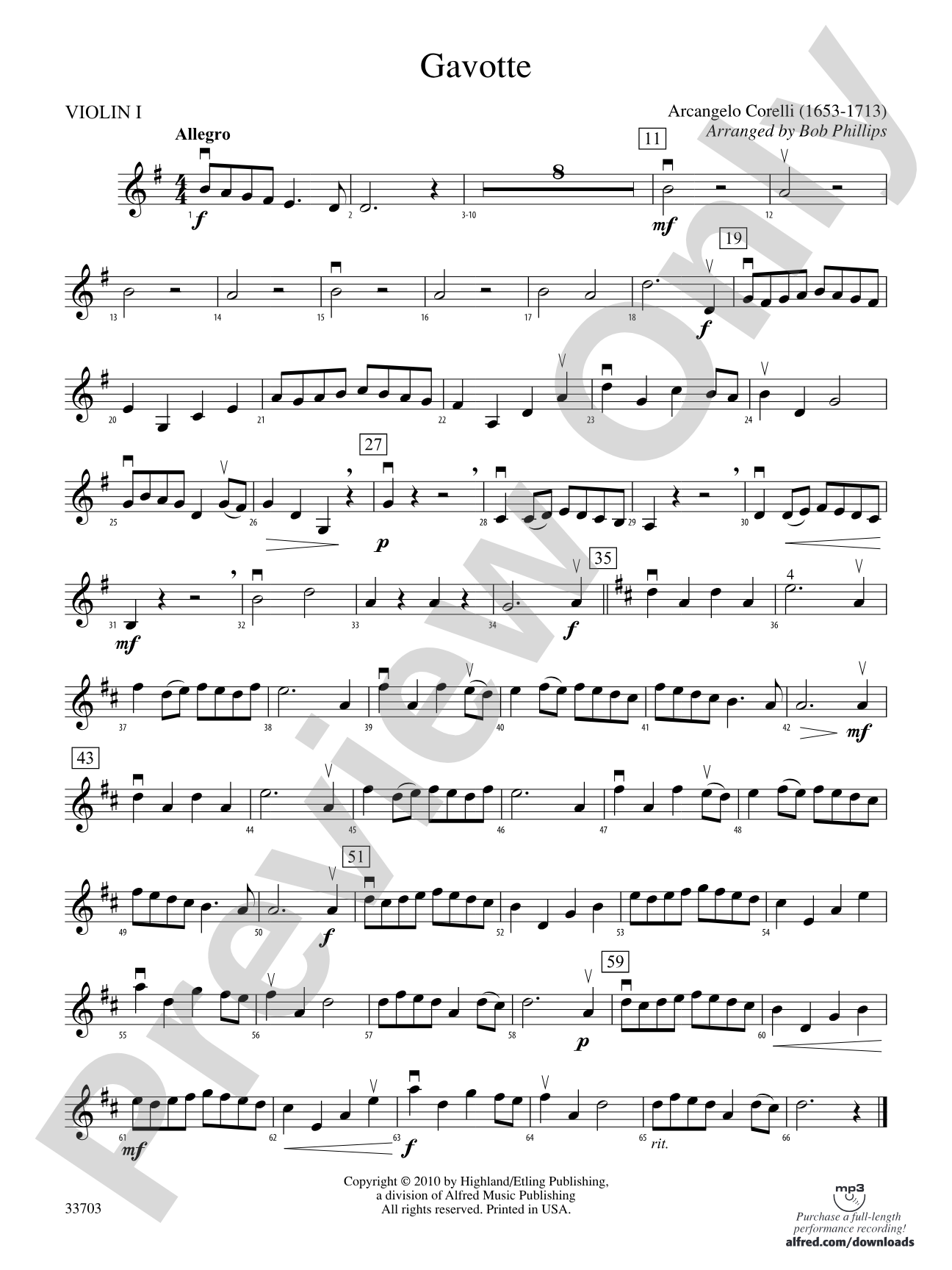 Gavotte: 1st Violin