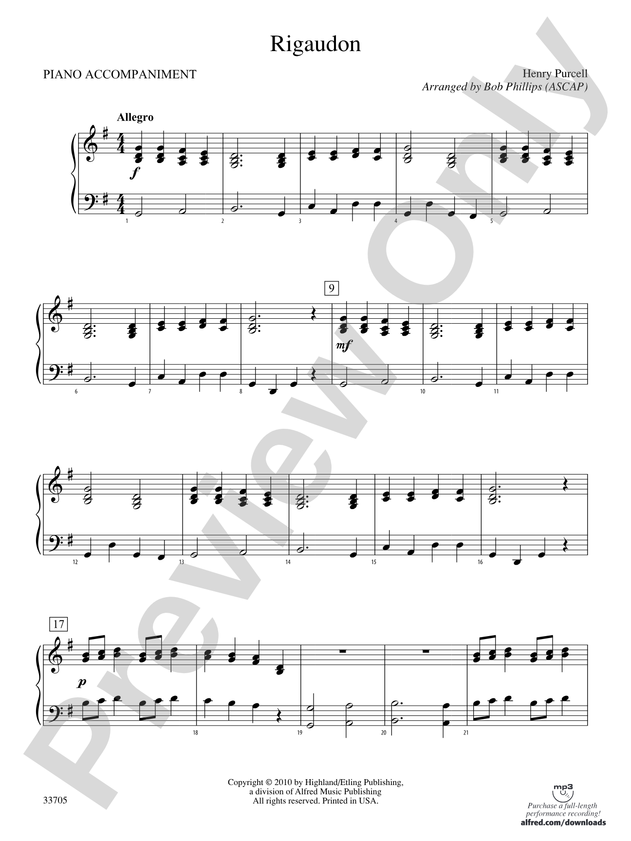 Rigaudon: Piano Accompaniment