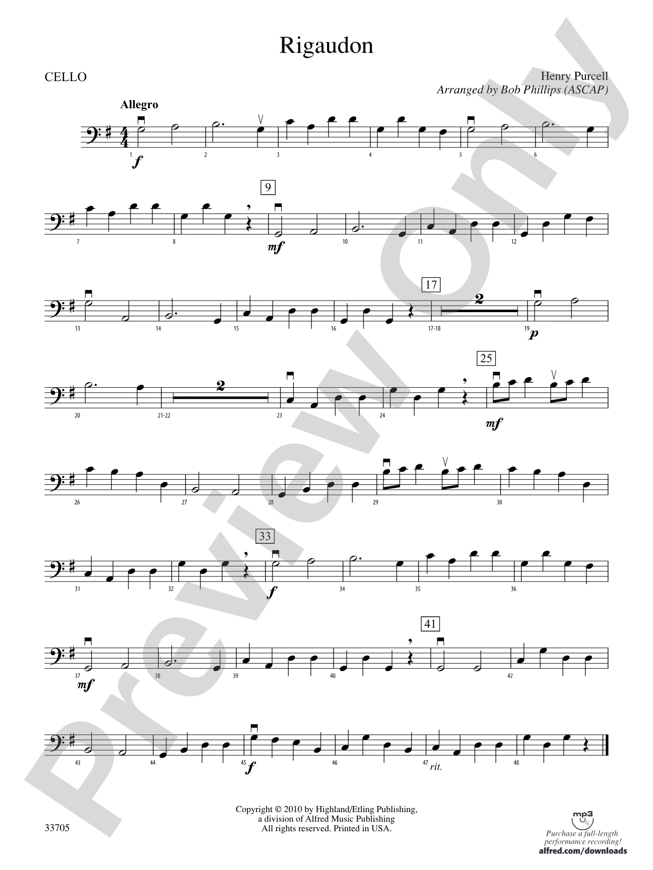 Rigaudon: Cello