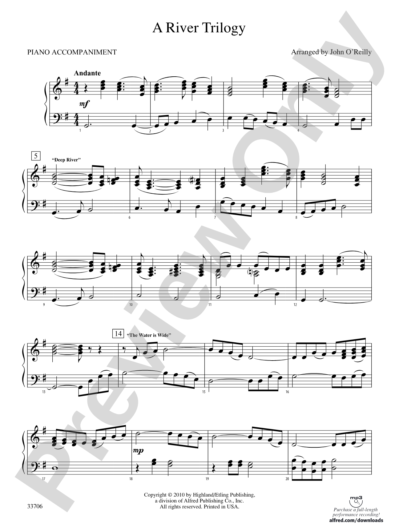 A River Trilogy: Piano Accompaniment