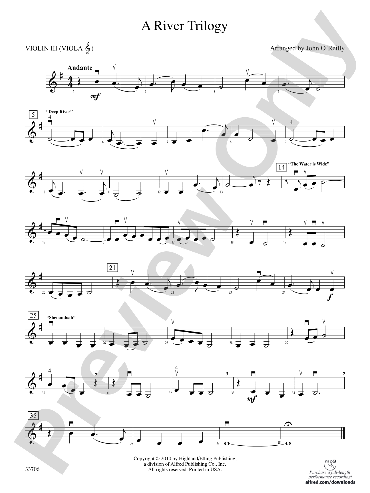 A River Trilogy: 3rd Violin (Viola [TC])