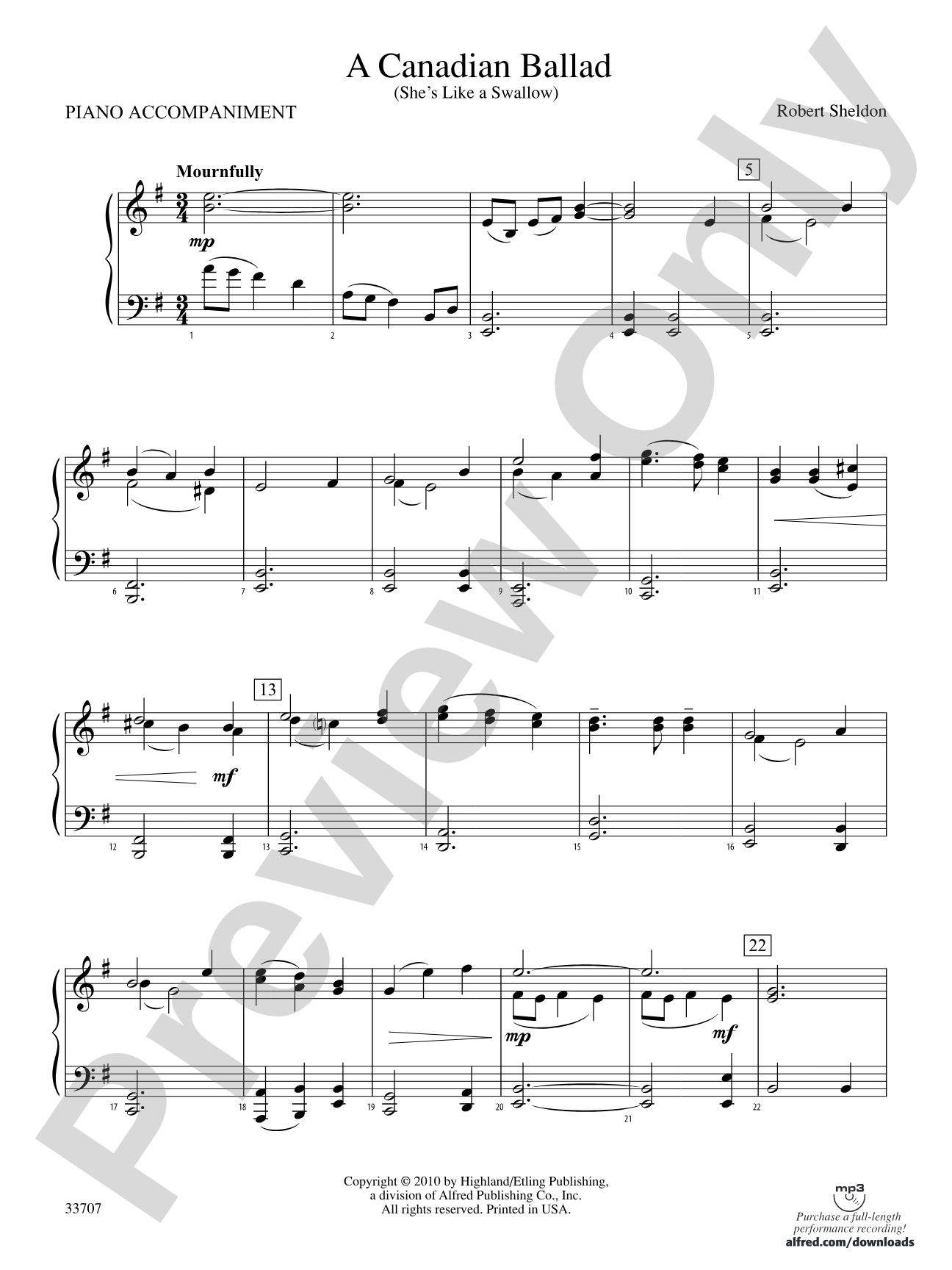 A Canadian Ballad: Piano Accompaniment