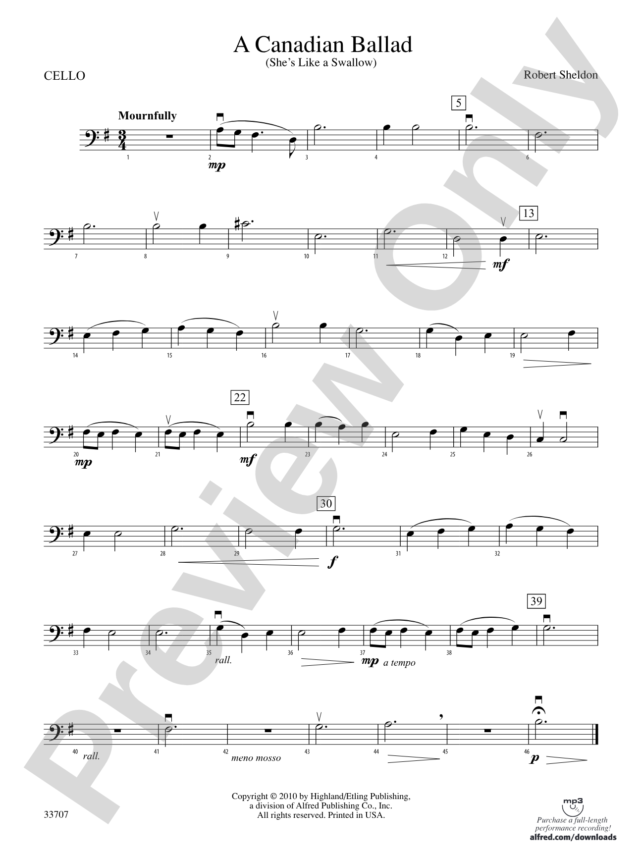 A Canadian Ballad: Cello