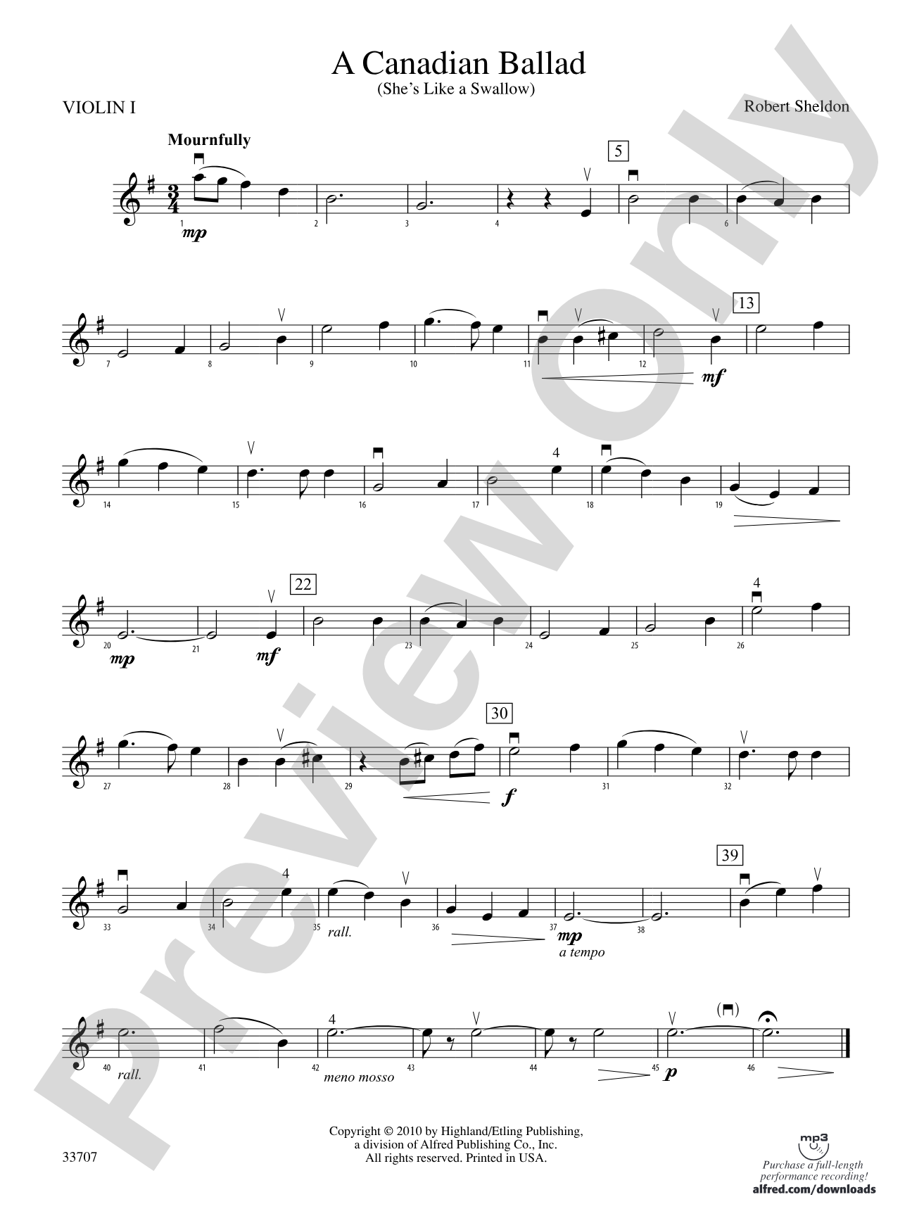 A Canadian Ballad: 1st Violin