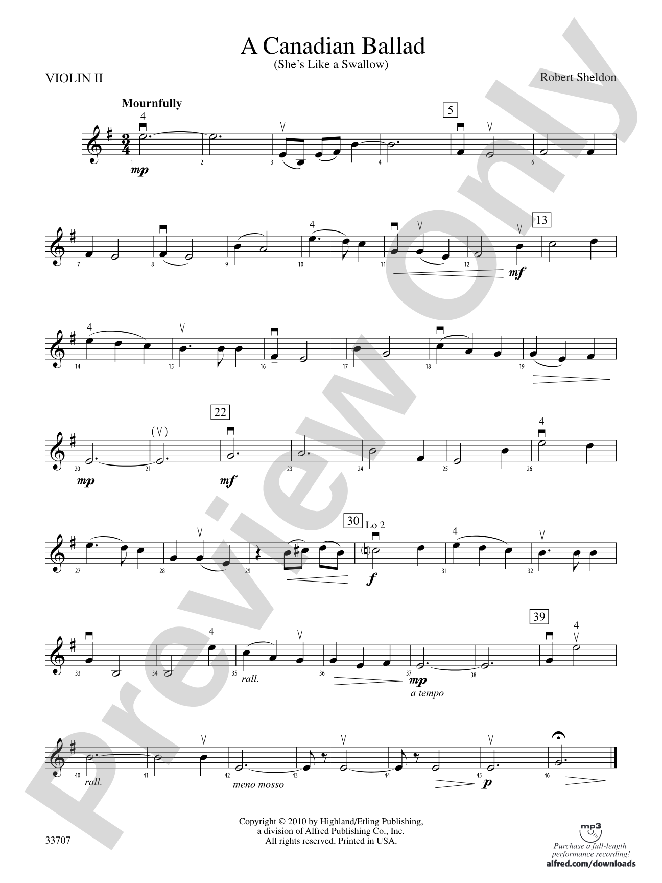 A Canadian Ballad: 2nd Violin
