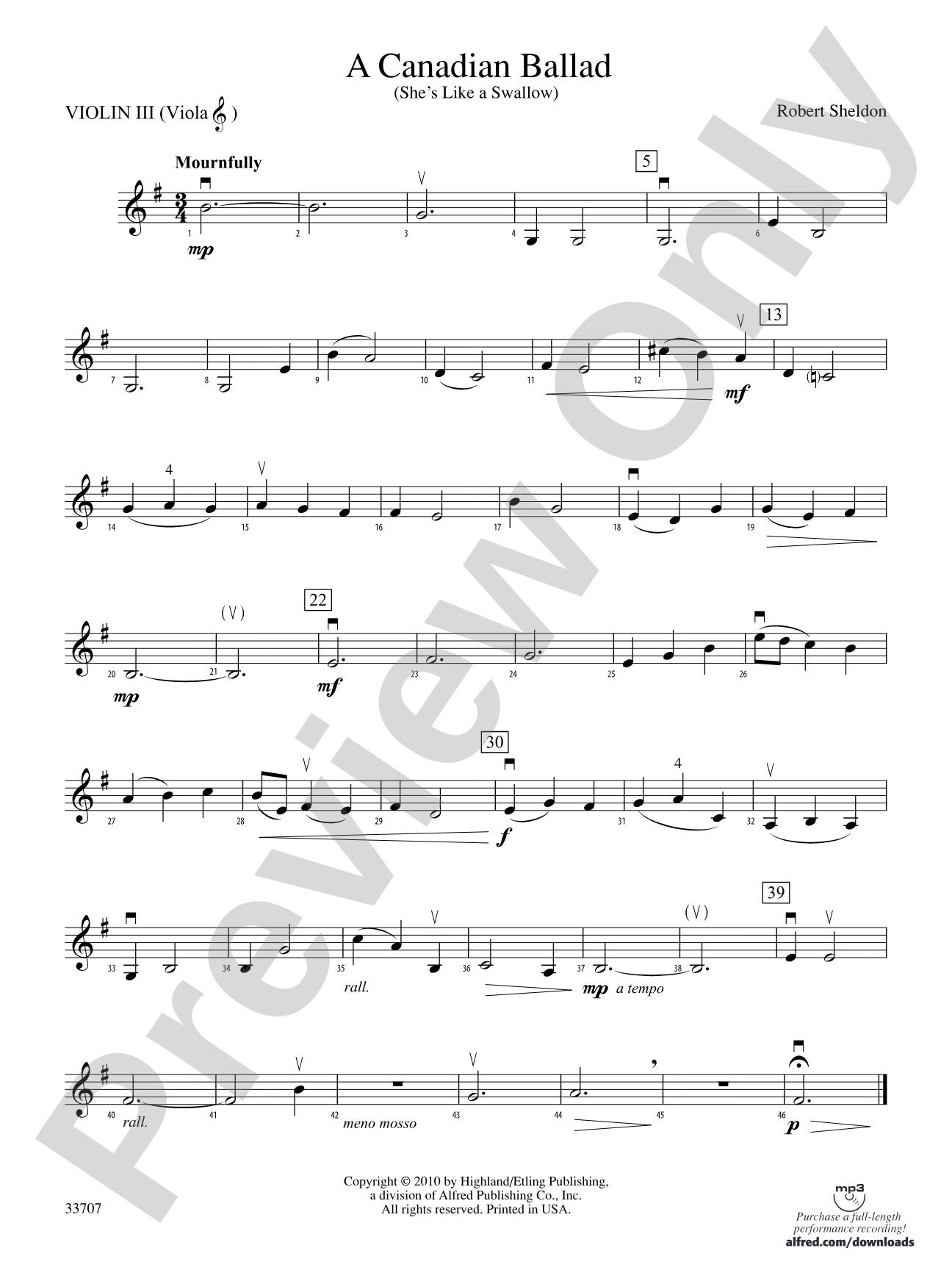 A Canadian Ballad: 3rd Violin (Viola [TC])