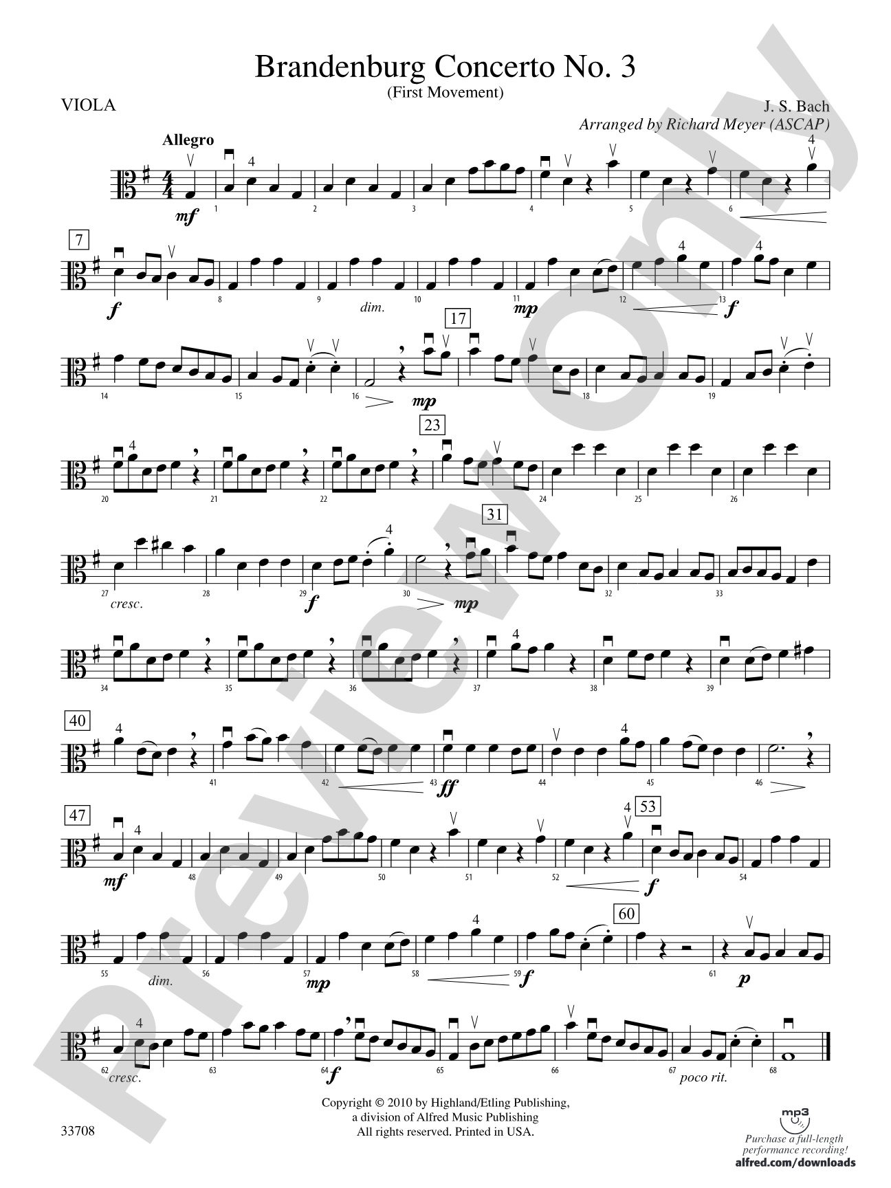 Brandenburg Concerto No. 3 (First Movement): Viola