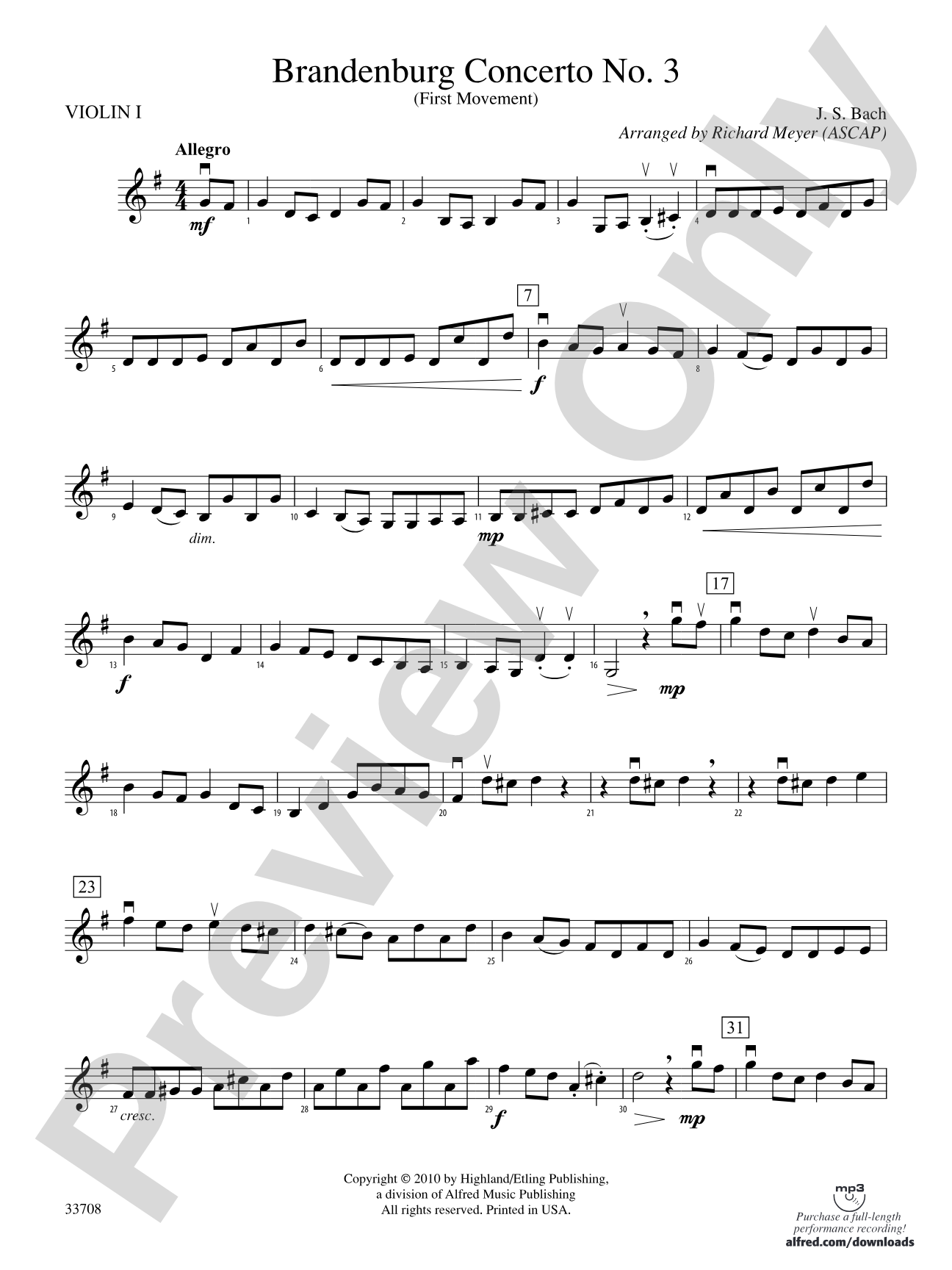Brandenburg Concerto No. 3 (First Movement): 1st Violin