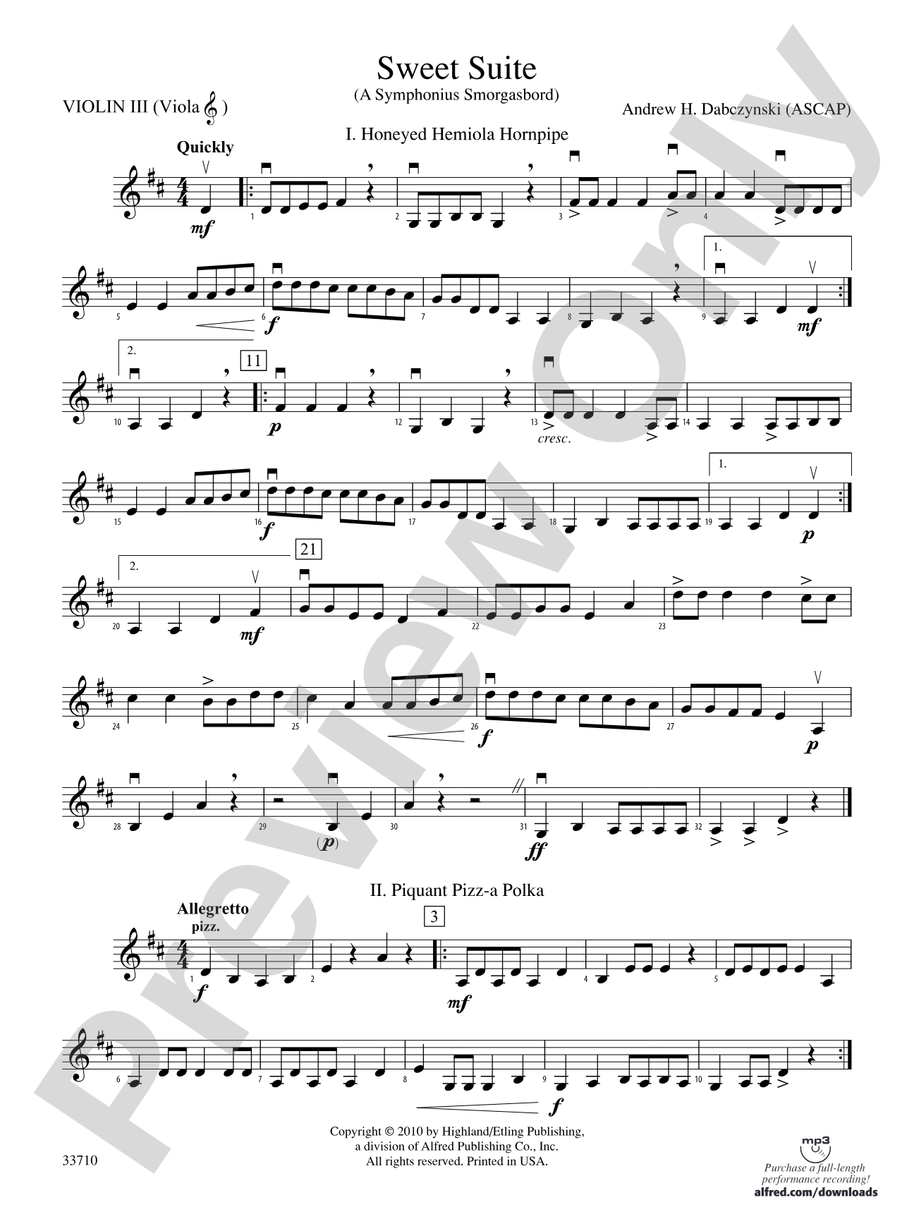 Sweet Suite: 3rd Violin (Viola [TC])