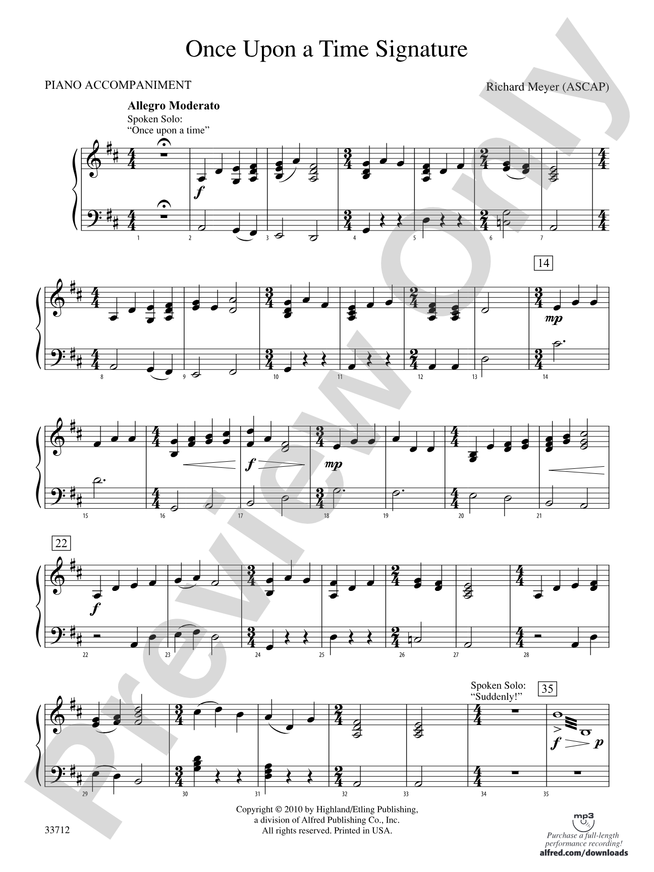 Once Upon a Time Signature: Piano Accompaniment
