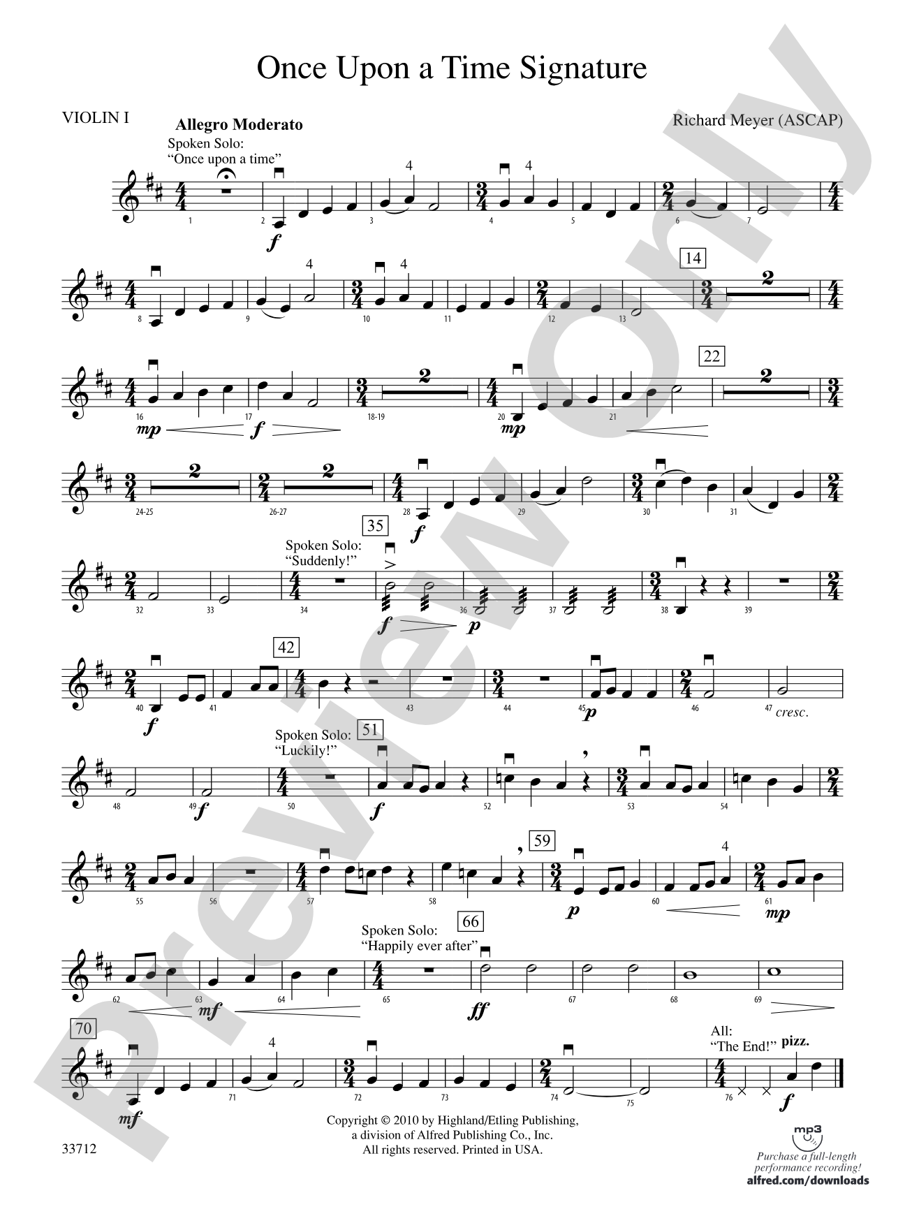 Once Upon a Time Signature: 1st Violin