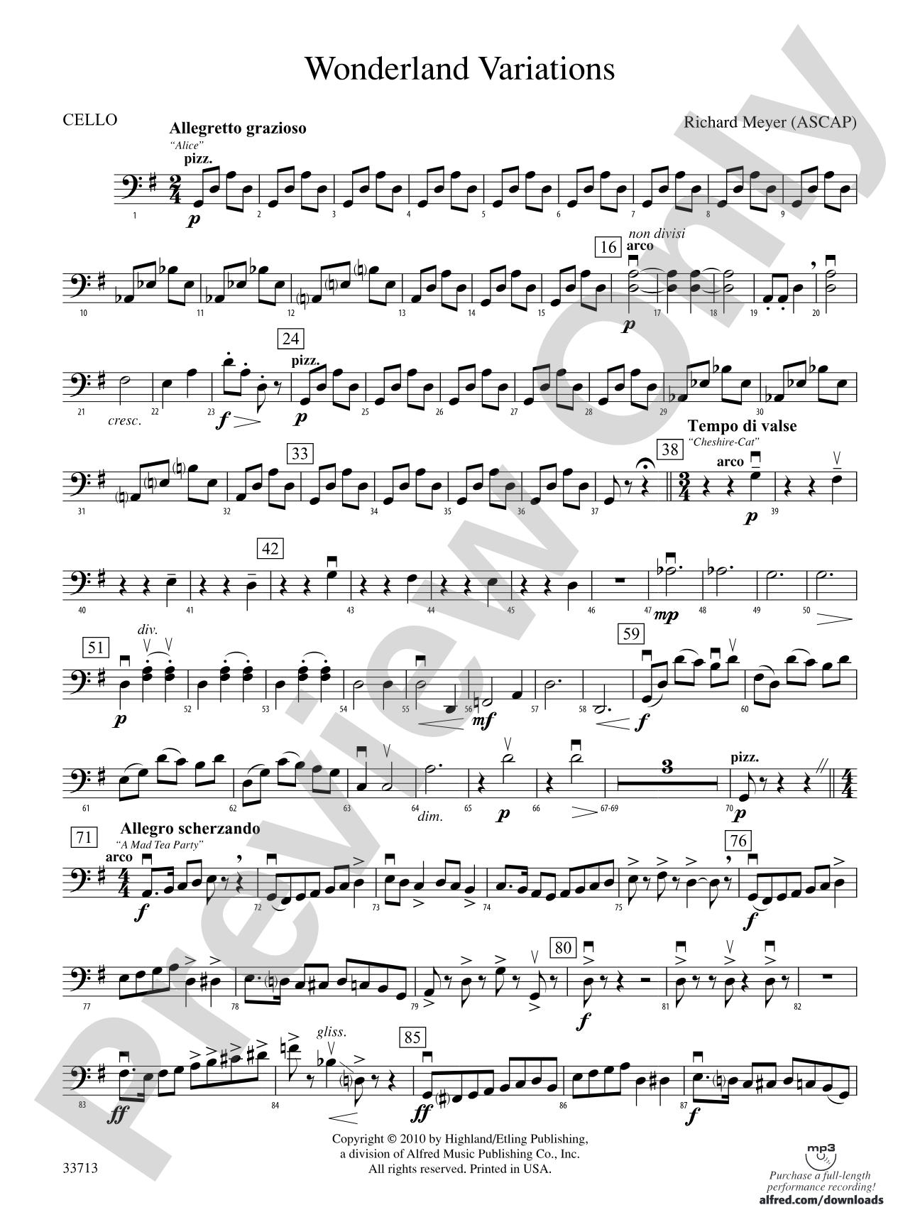 Wonderland Variations: Cello