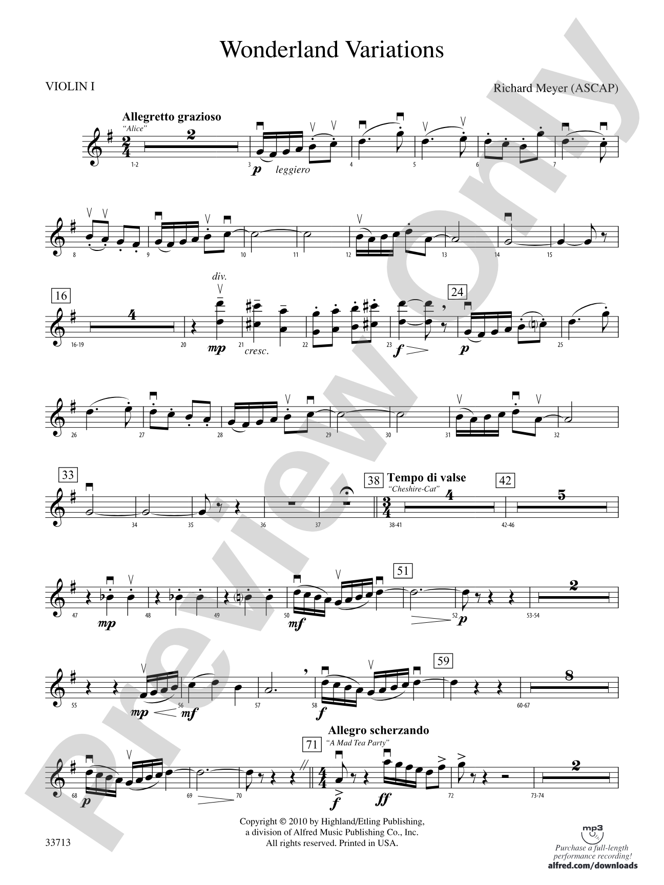 Wonderland Variations: 1st Violin