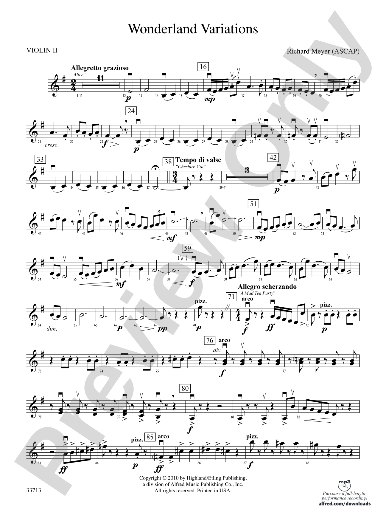 Wonderland Variations: 2nd Violin