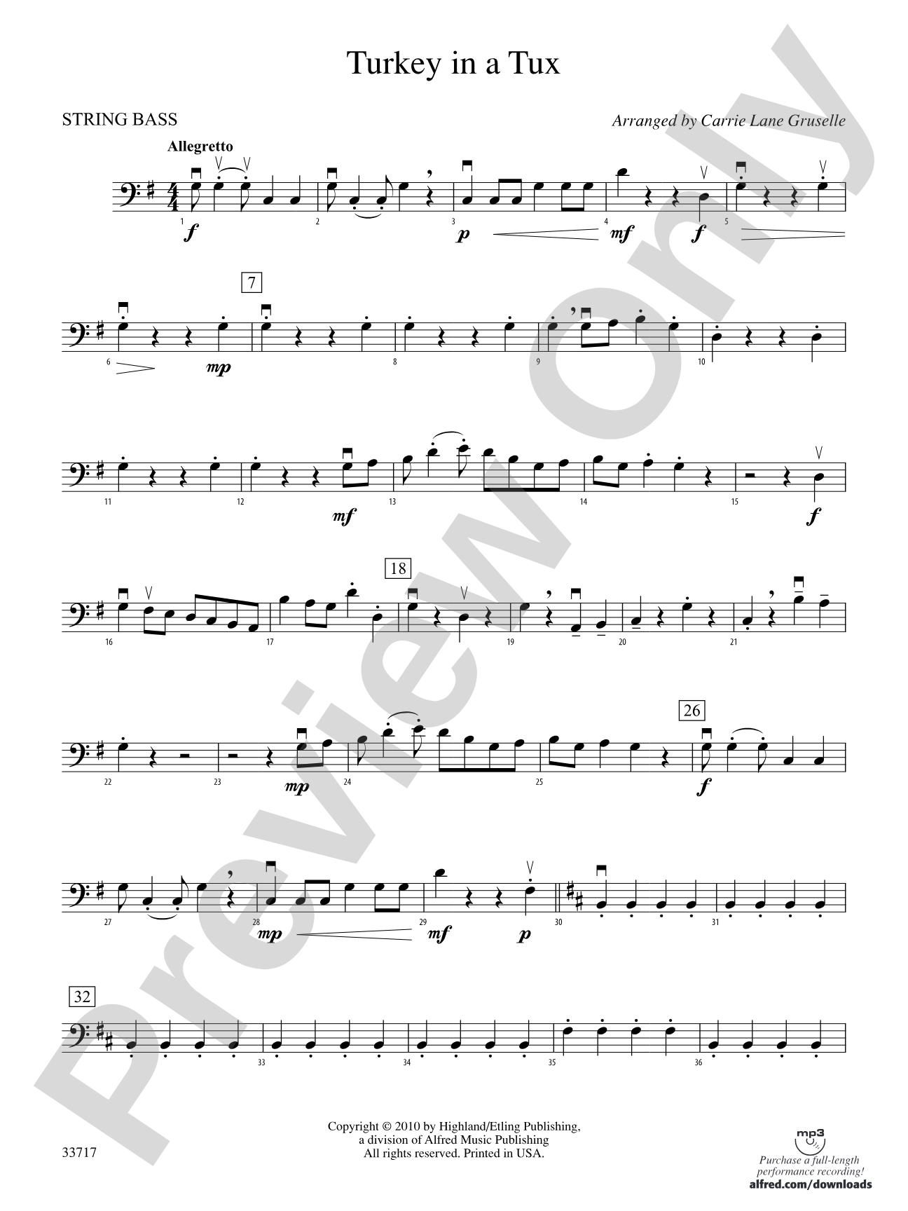 Turkey in a Tux: String Bass