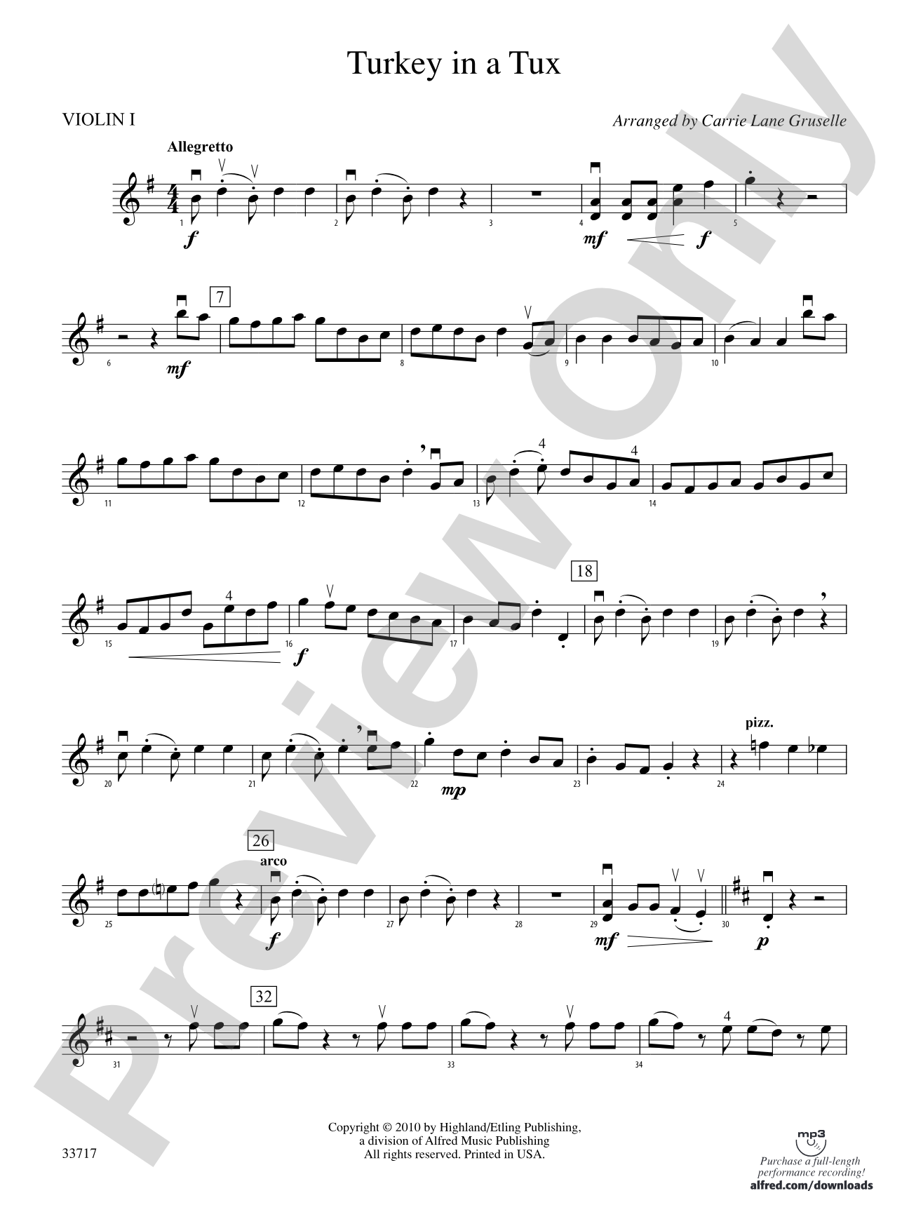 Turkey in a Tux: 1st Violin