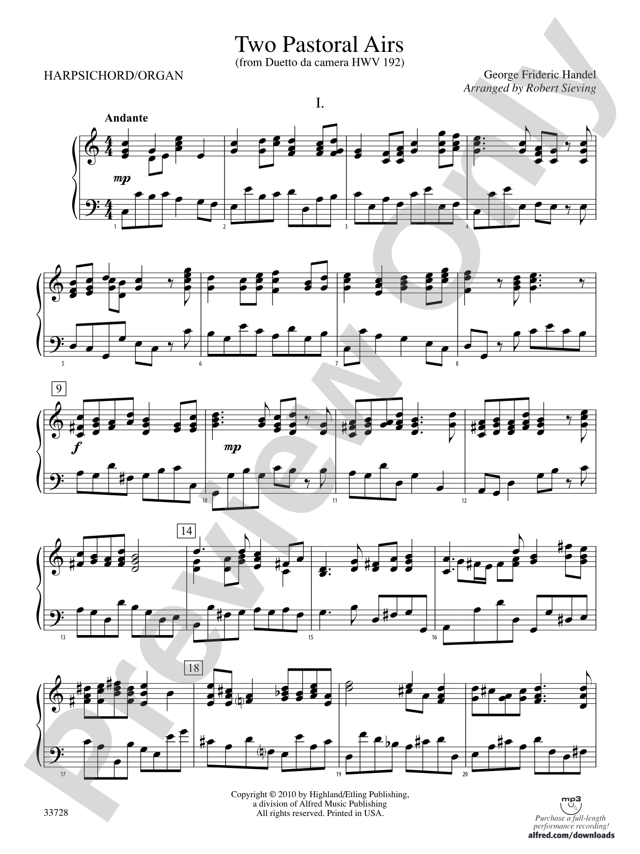 Two Pastoral Airs: Piano Accompaniment