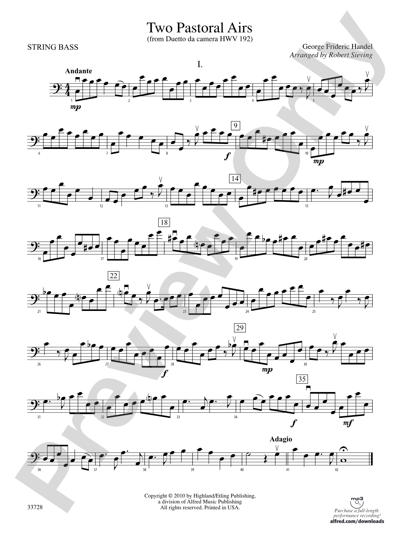 Two Pastoral Airs: String Bass