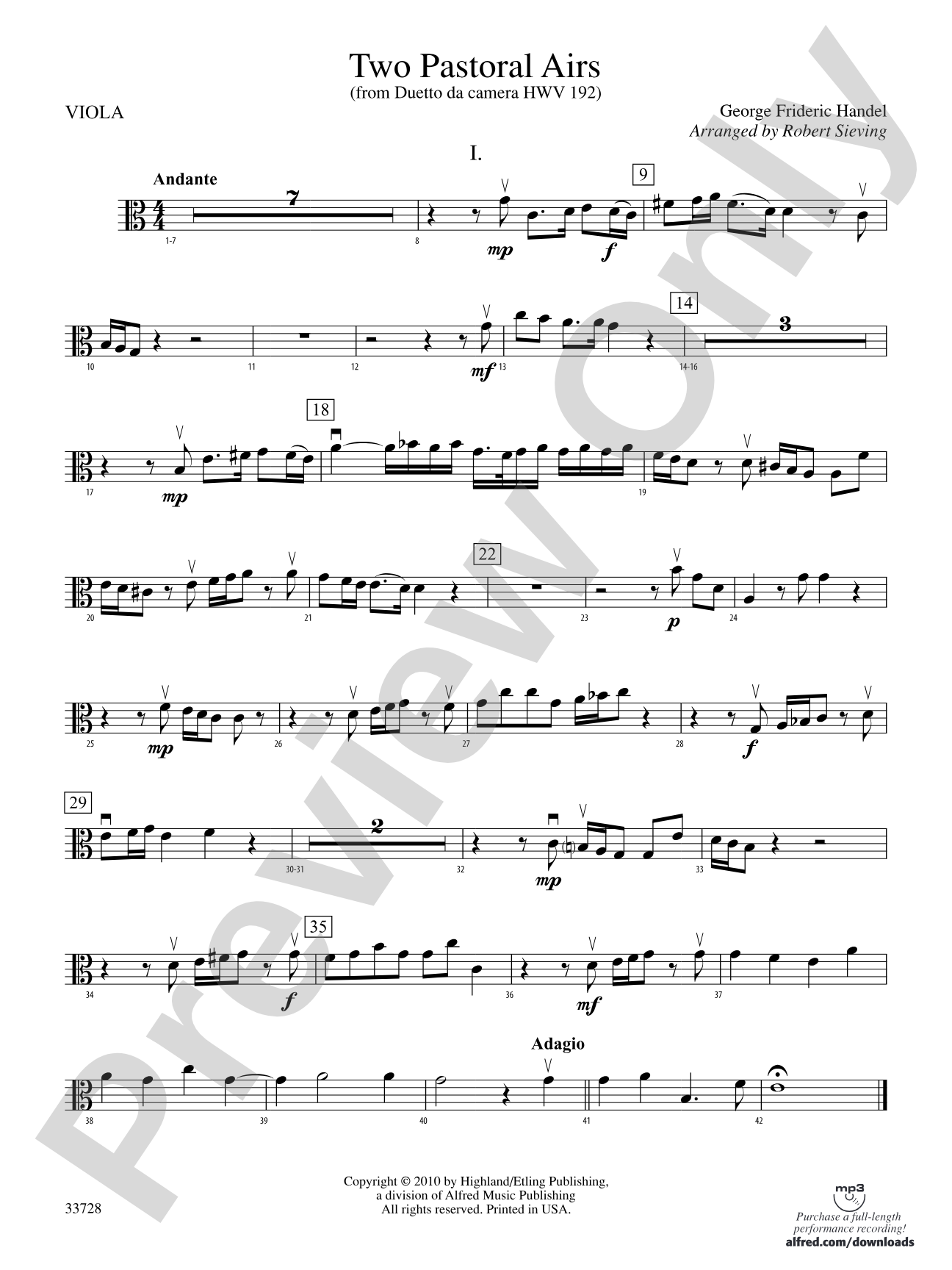 Two Pastoral Airs: Viola