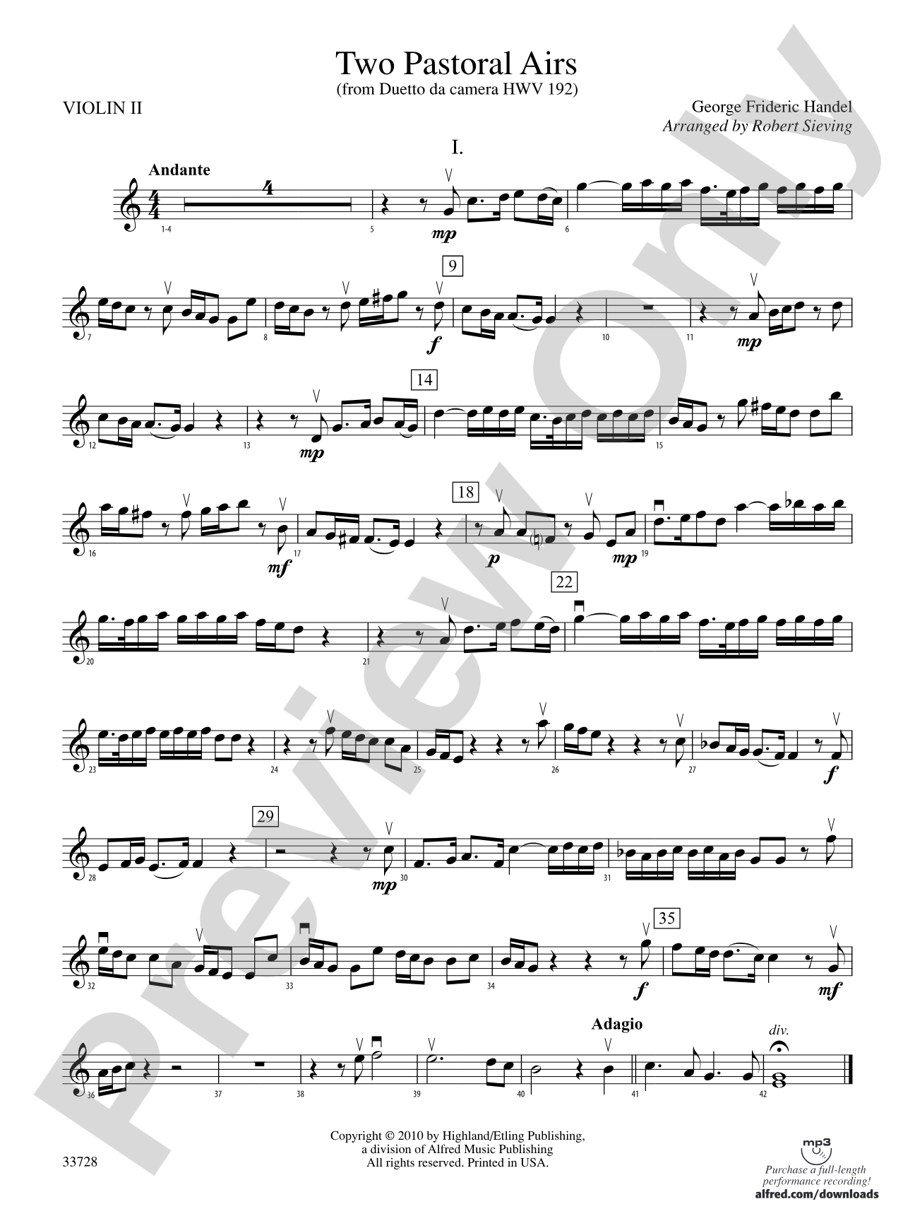 Two Pastoral Airs: 2nd Violin