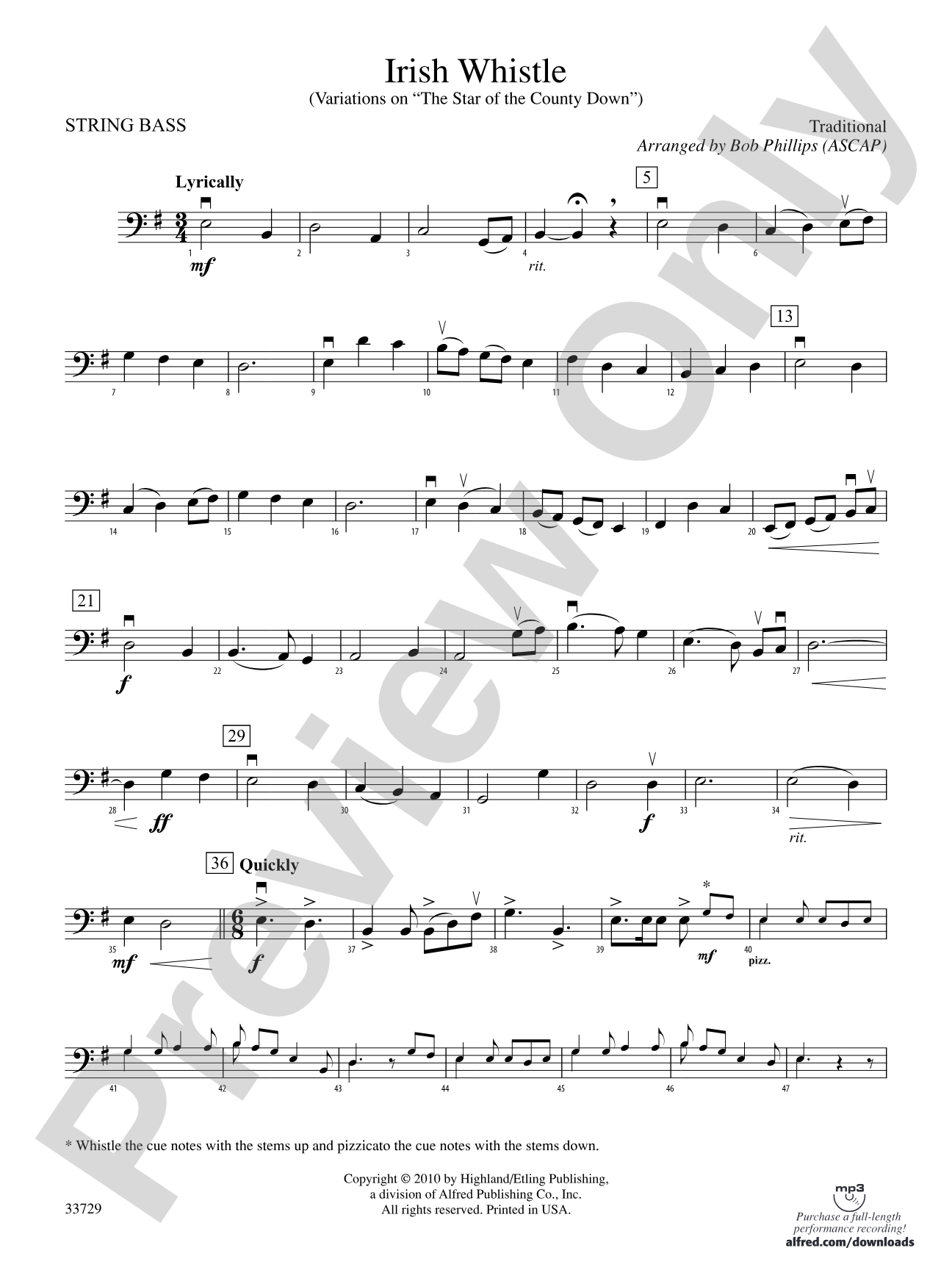 Irish Whistle: String Bass